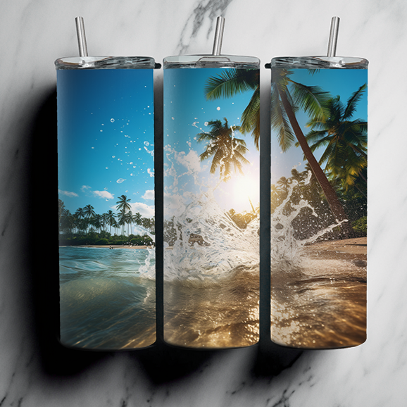60 Beach Sublimation Tumbler Images Bundle 20 oz