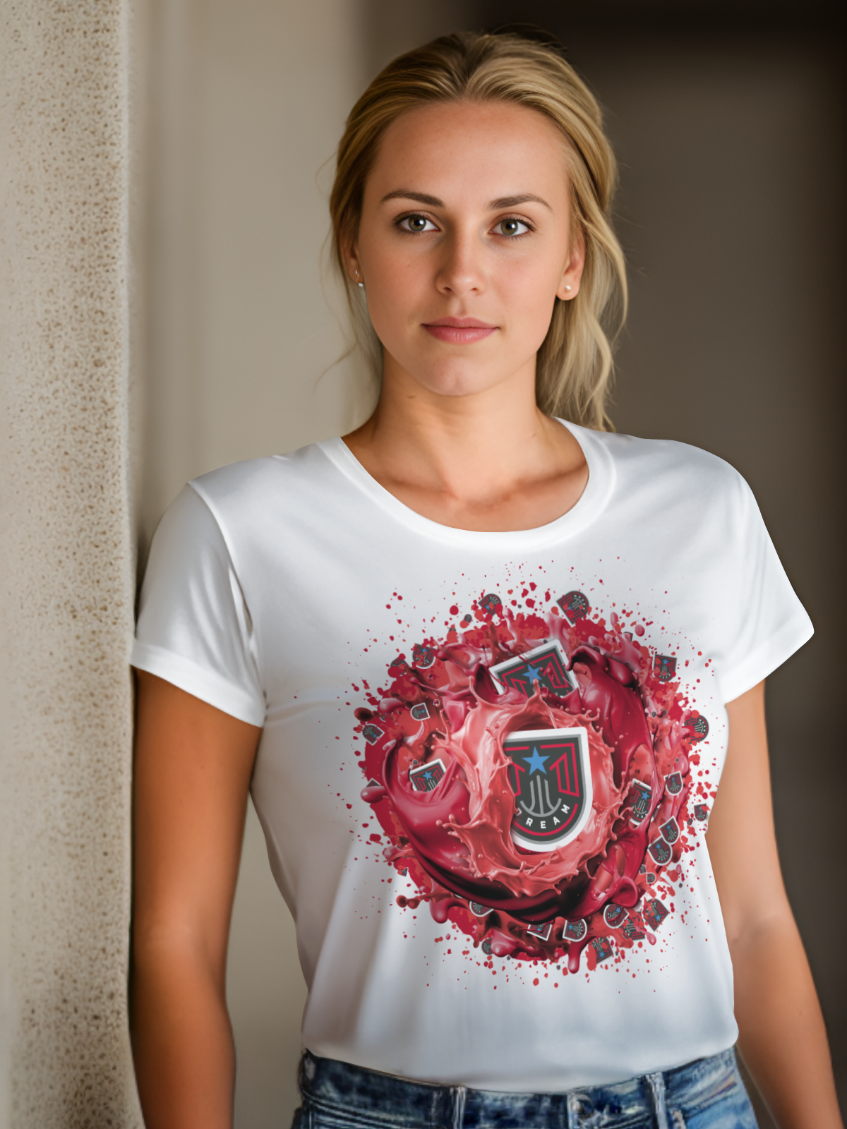 Women's Splatter Basketball Sublimation/DTF T-shirt Images