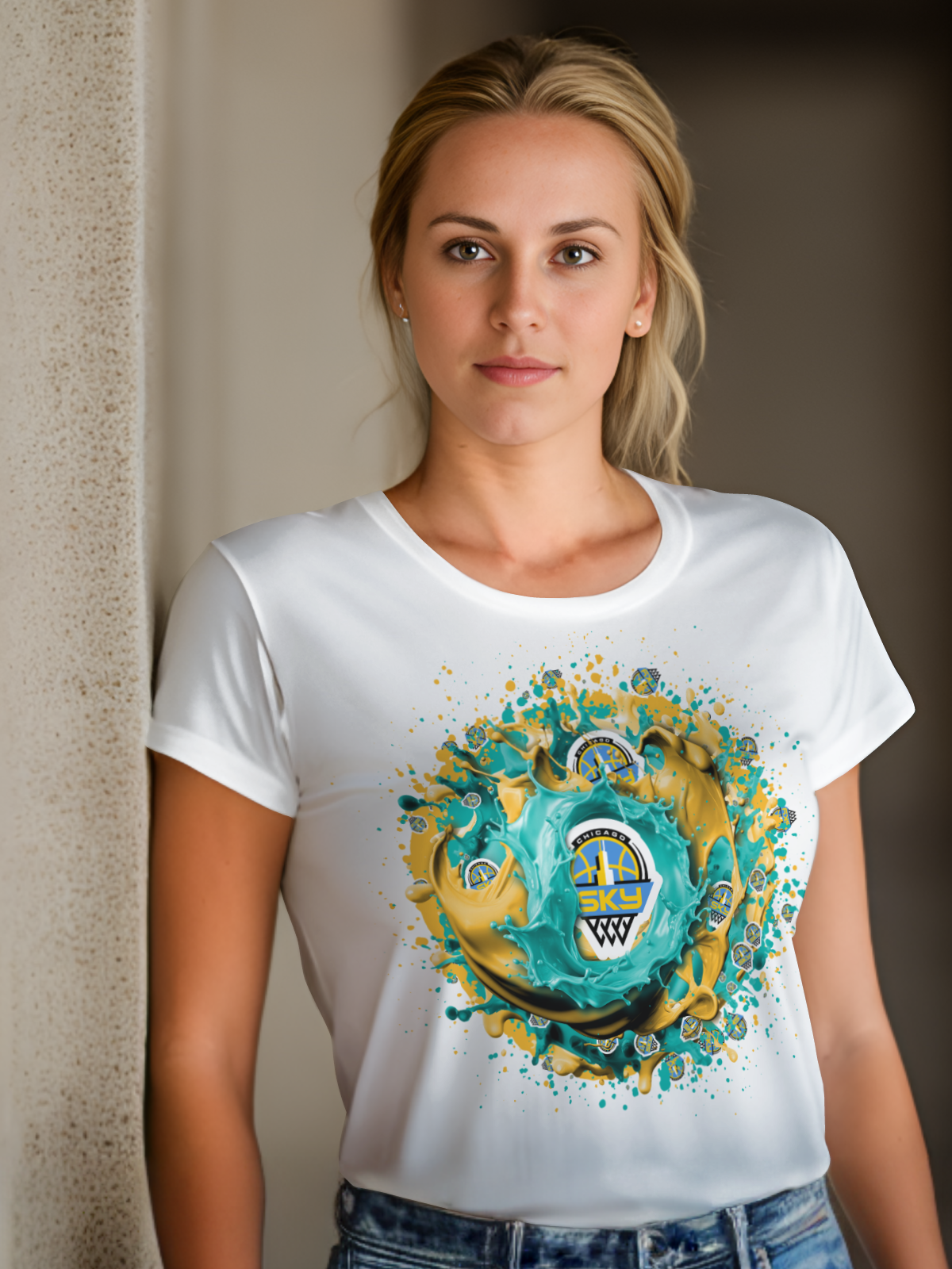 Women's Splatter Basketball Sublimation/DTF T-shirt Images