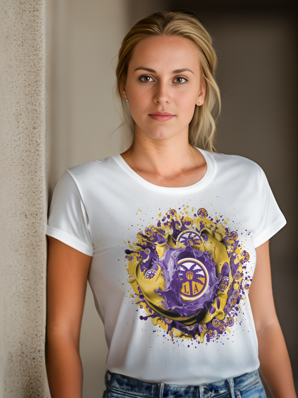 Women's Splatter Basketball Sublimation/DTF T-shirt Images
