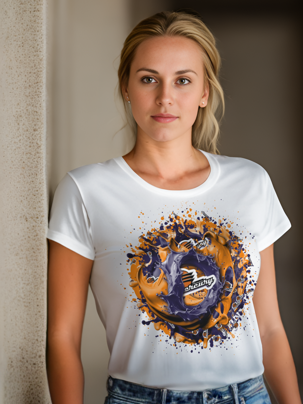 Women's Splatter Basketball Sublimation/DTF T-shirt Images