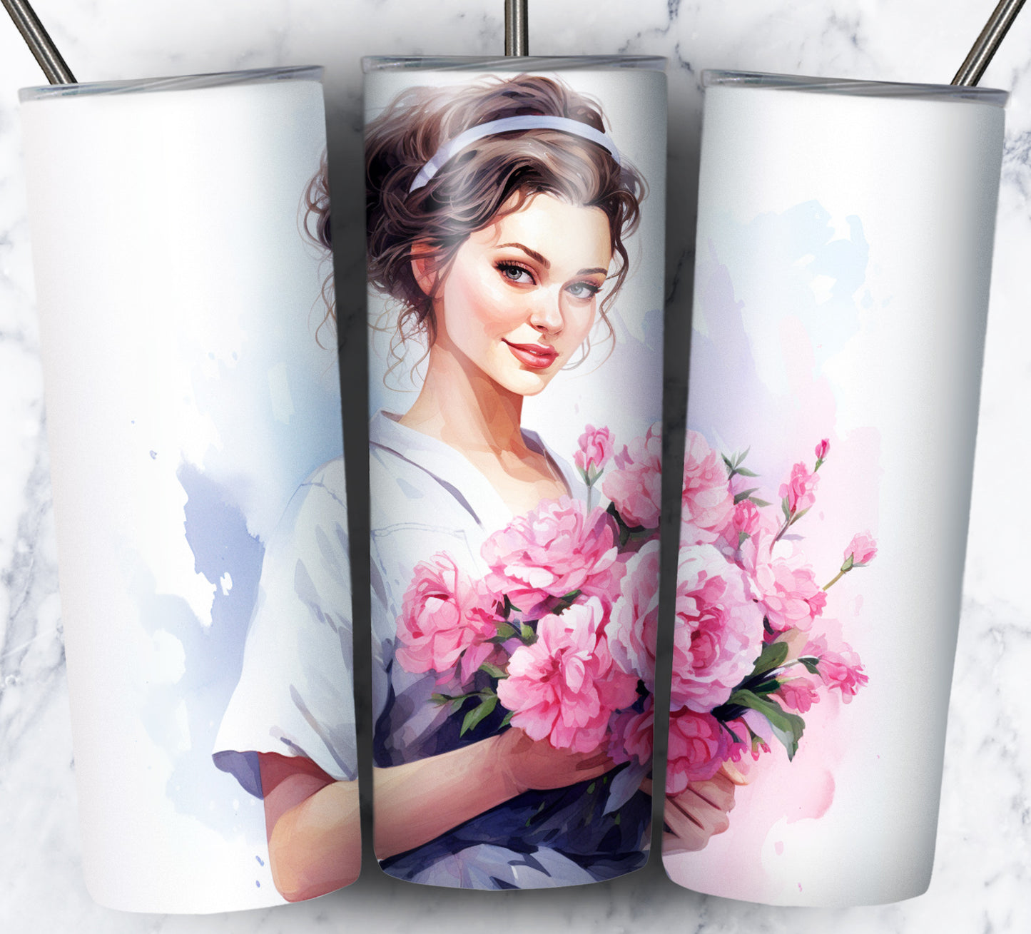 Nurse Floral Sublimation 20oz Tumbler Images Bundle