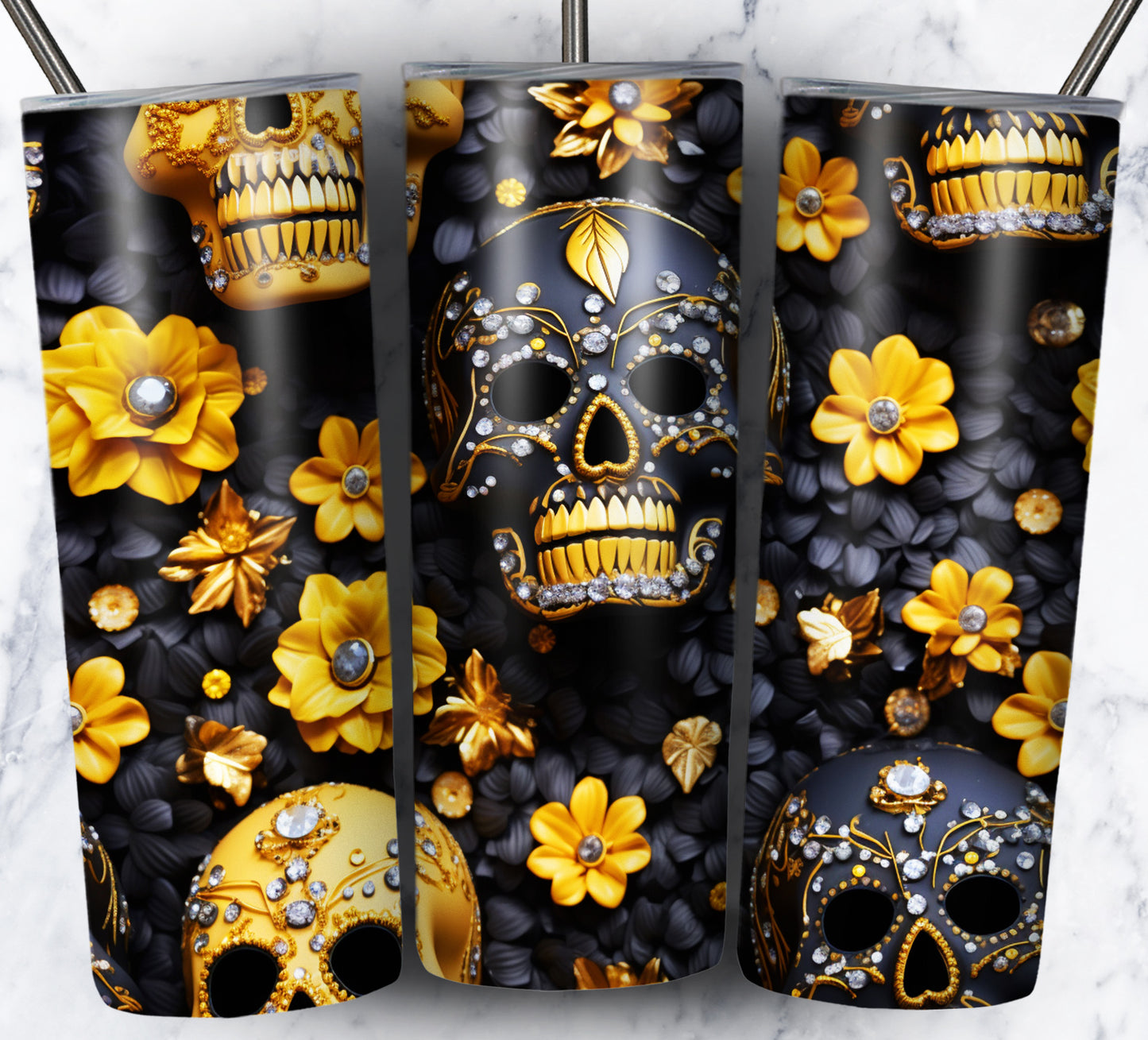 Skull Gems Sublimation 20oz Tumbler Images Bundle
