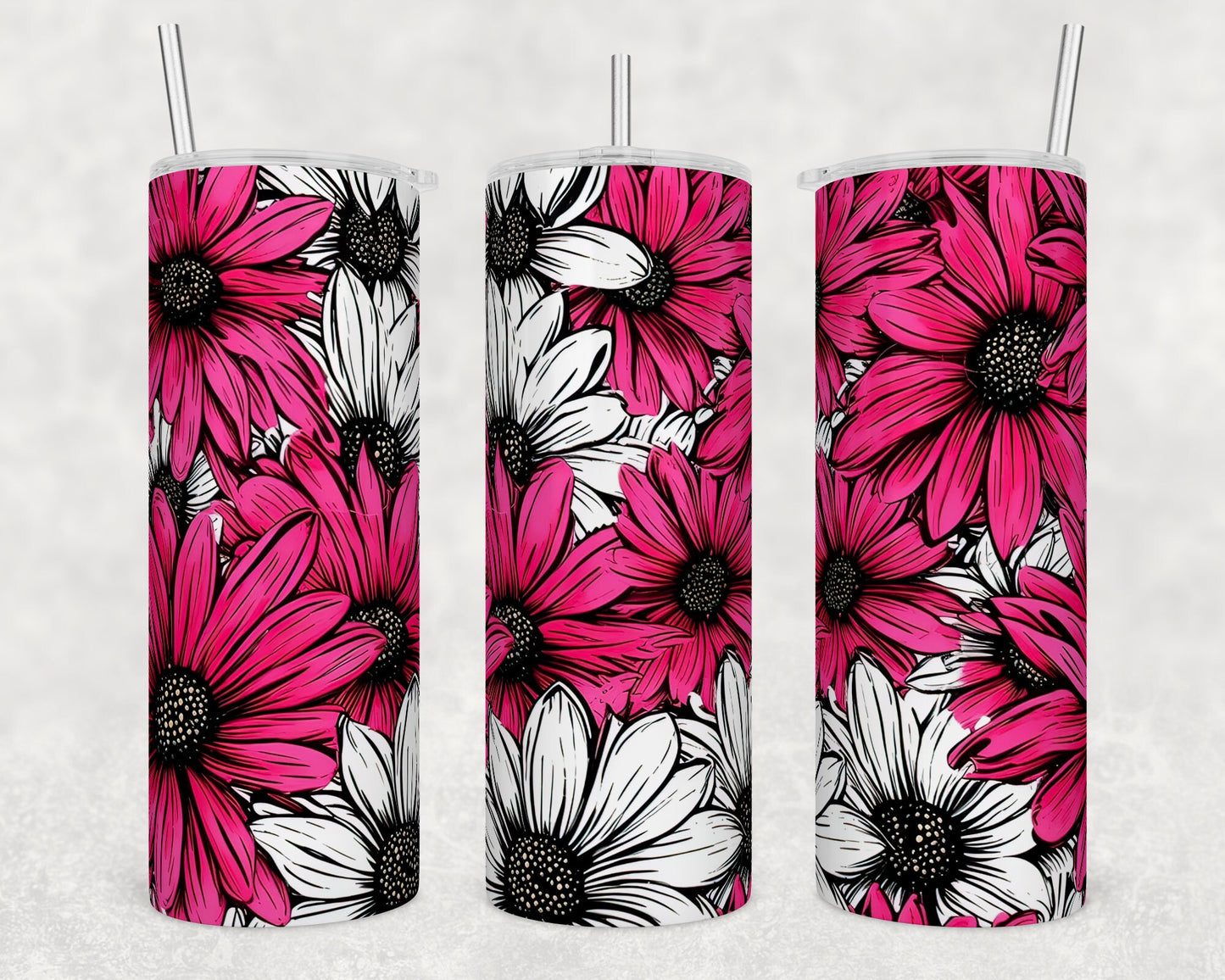 Pink Daisy TUMBLER 20oz Sublimation Image