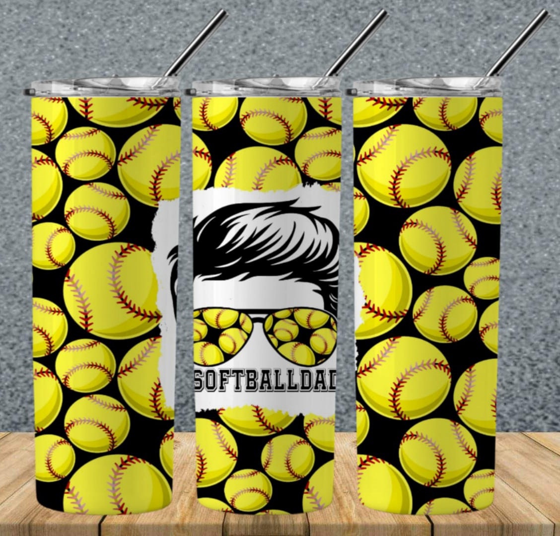 Softball Dad 20oz Sublimation Tumbler Image