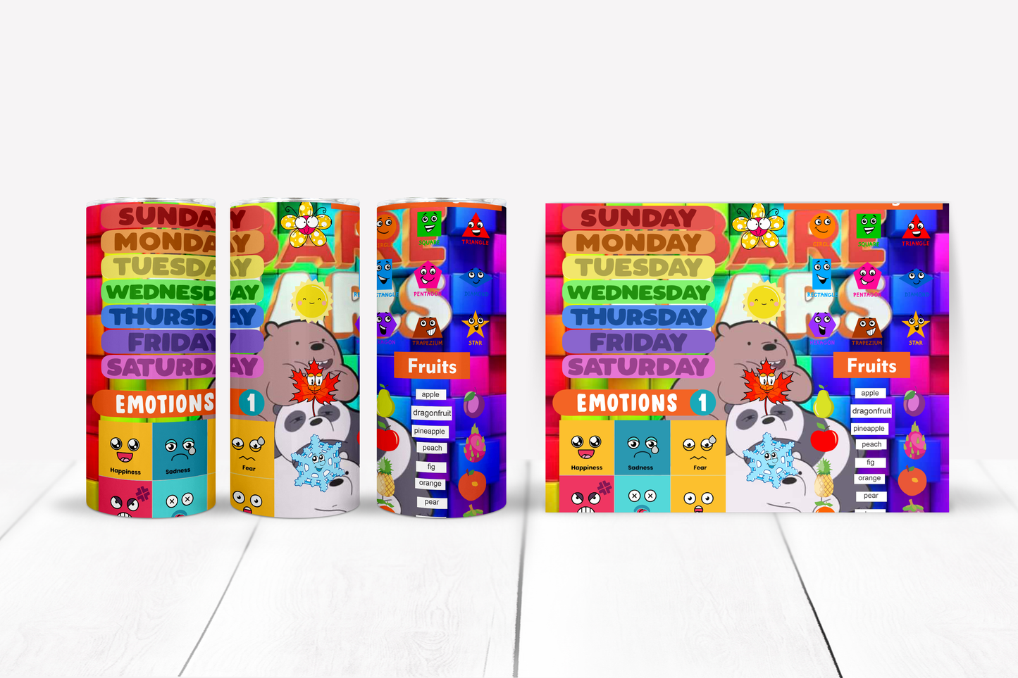 Learning Sublimation Kids 12/15 oz Tumbler/Sippy Cup Image Bundle