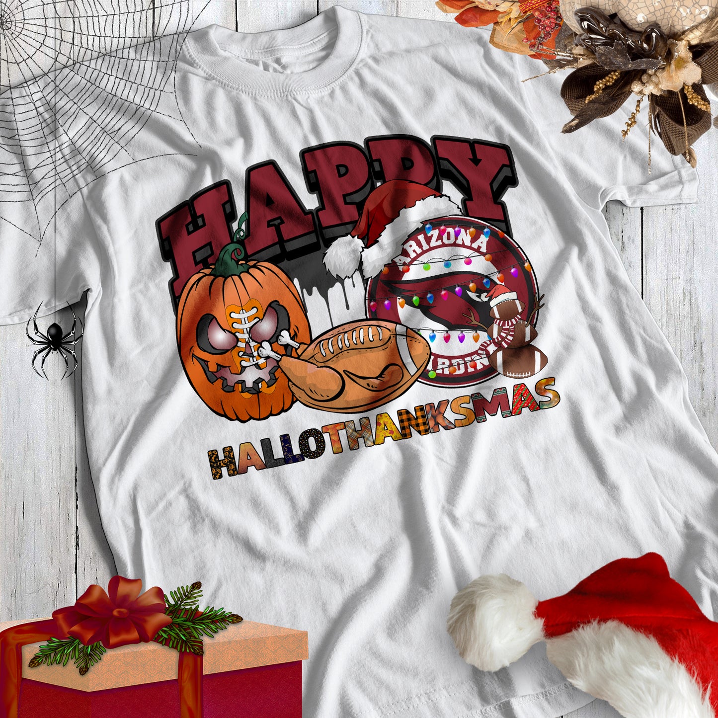 HalloThankMas Football Sublimation/DTF T-Shirt Images