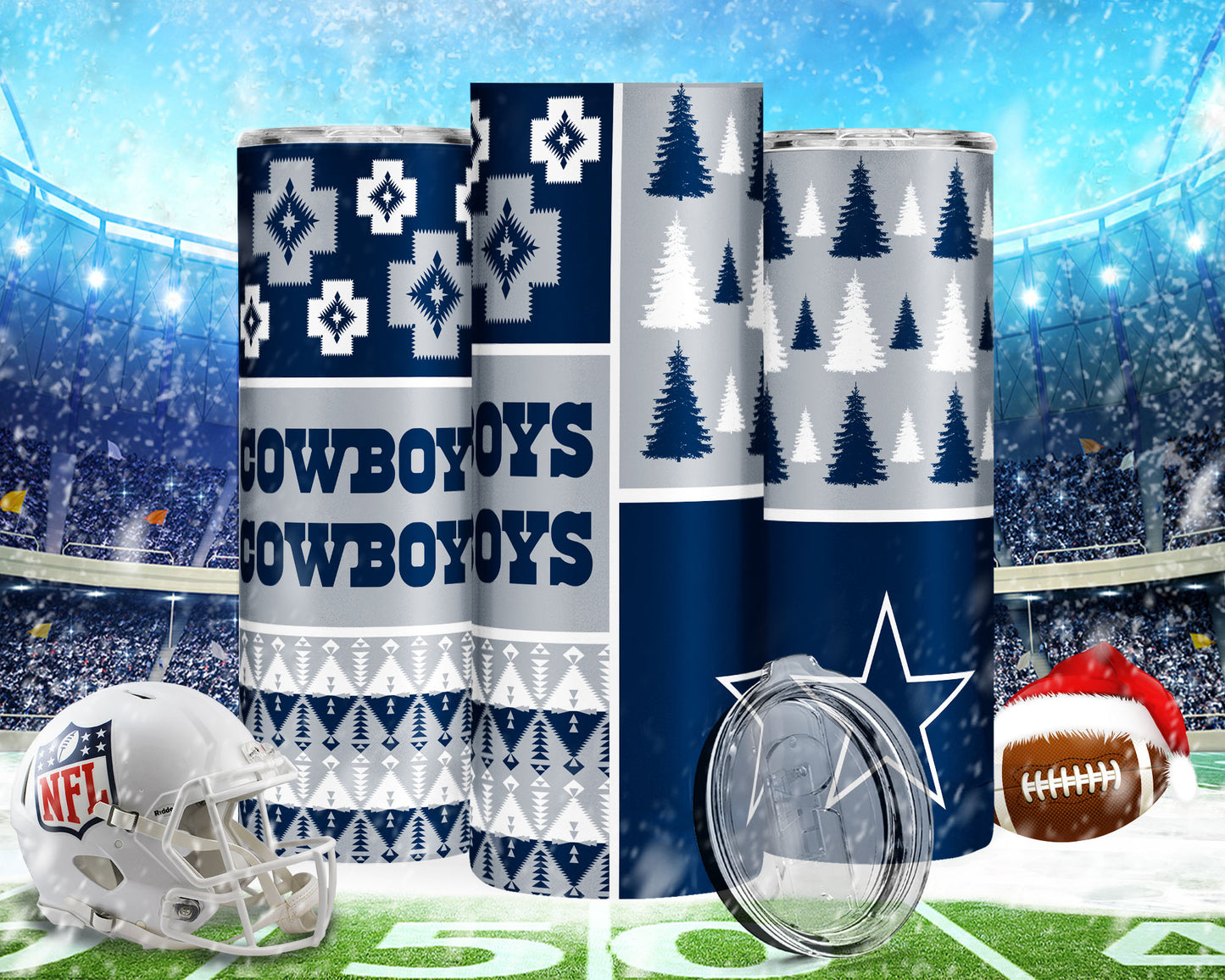 Christmas Football 20oz Sublimation Tumbler Image