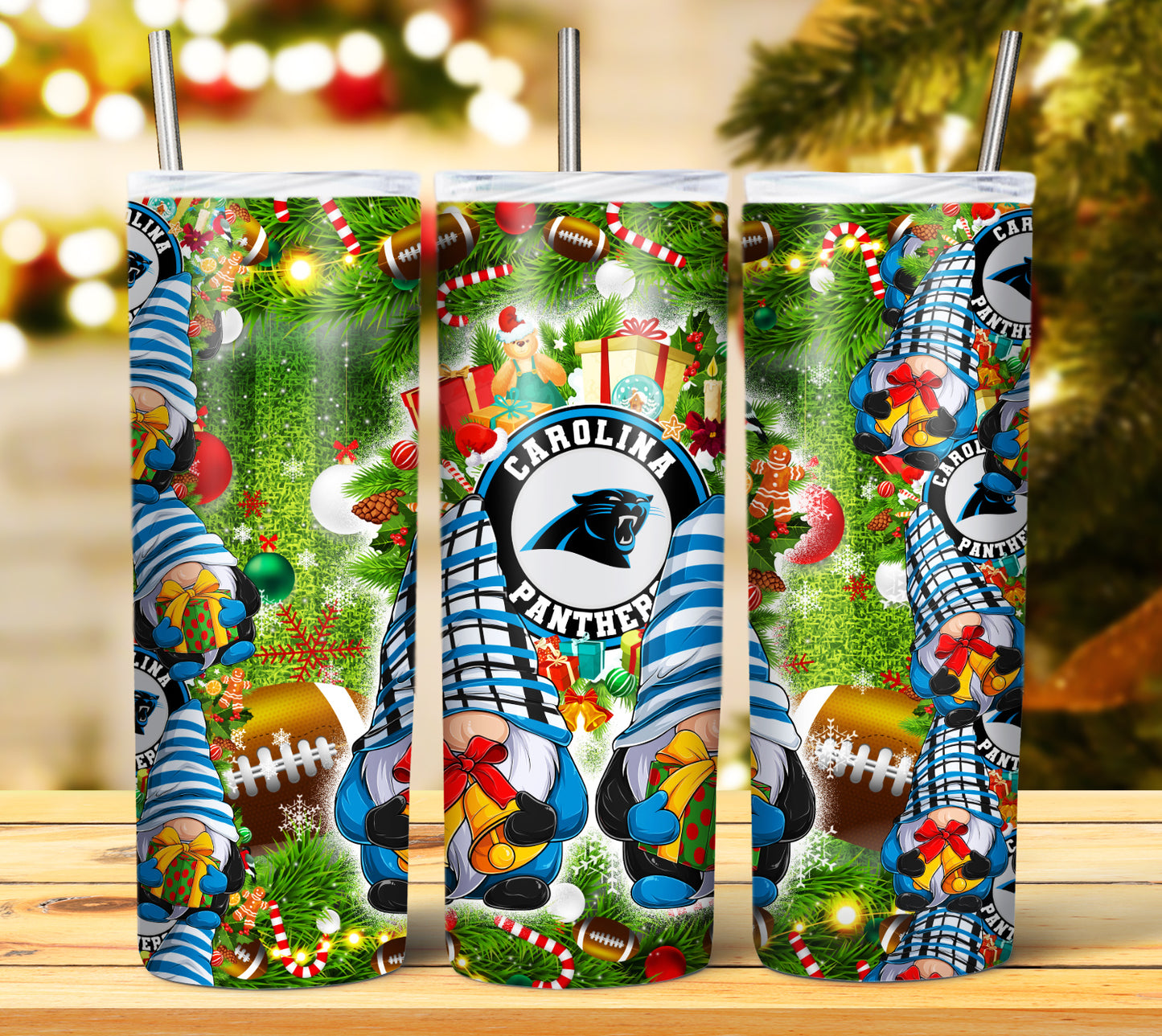 Christmas Football Gnomes 20oz Sublimation Tumbler Image