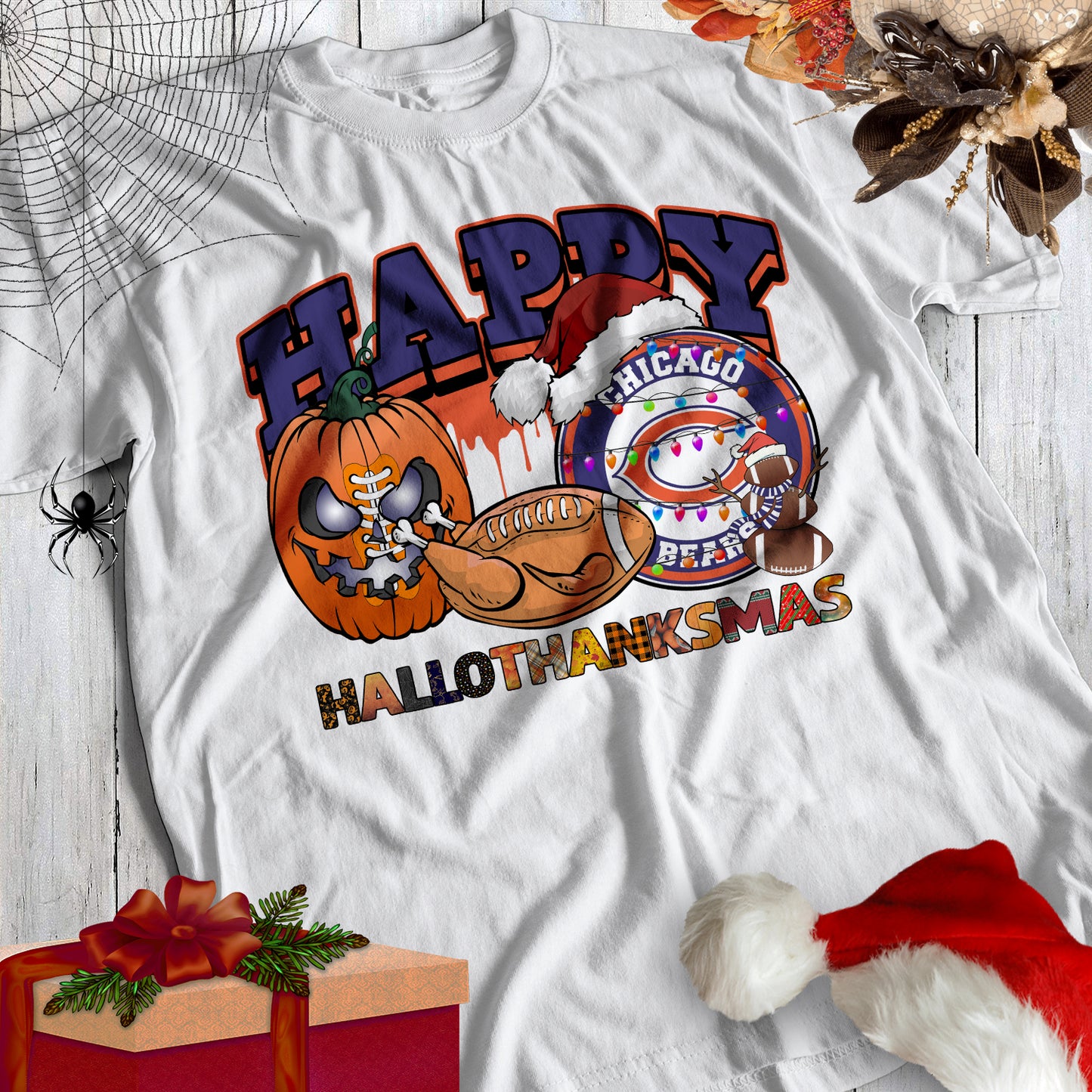 HalloThankMas Football Sublimation/DTF T-Shirt Images