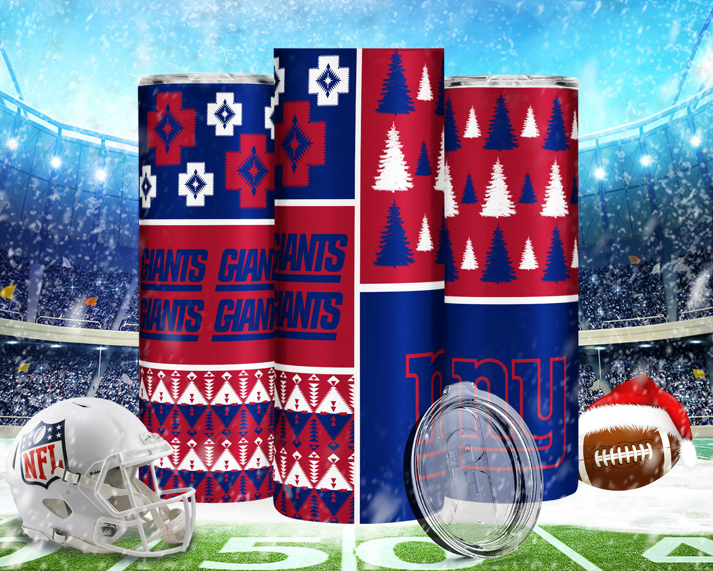 Christmas Football 20oz Sublimation Tumbler Image