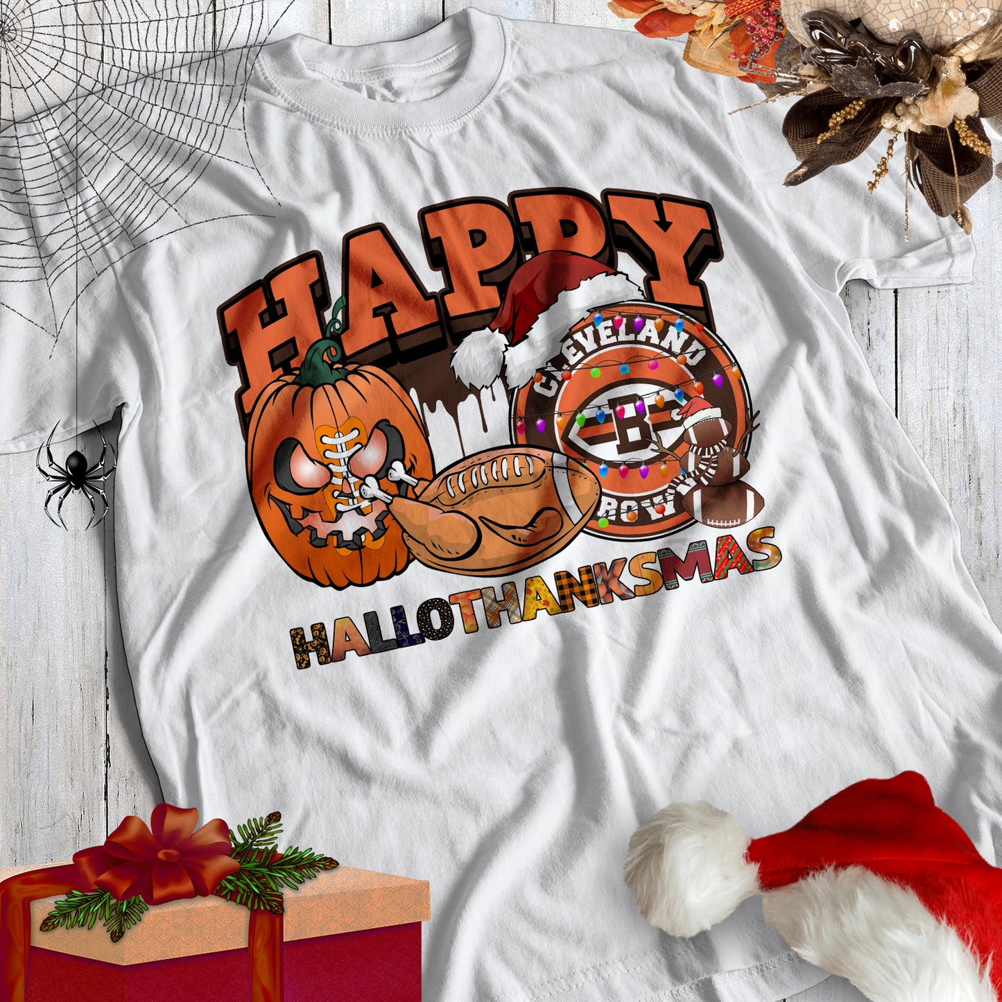 HalloThankMas Football Sublimation/DTF T-Shirt Images