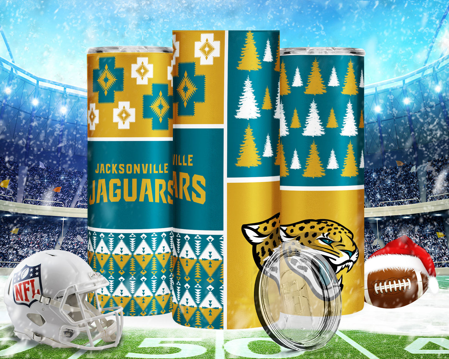 Christmas Football 20oz Sublimation Tumbler Image