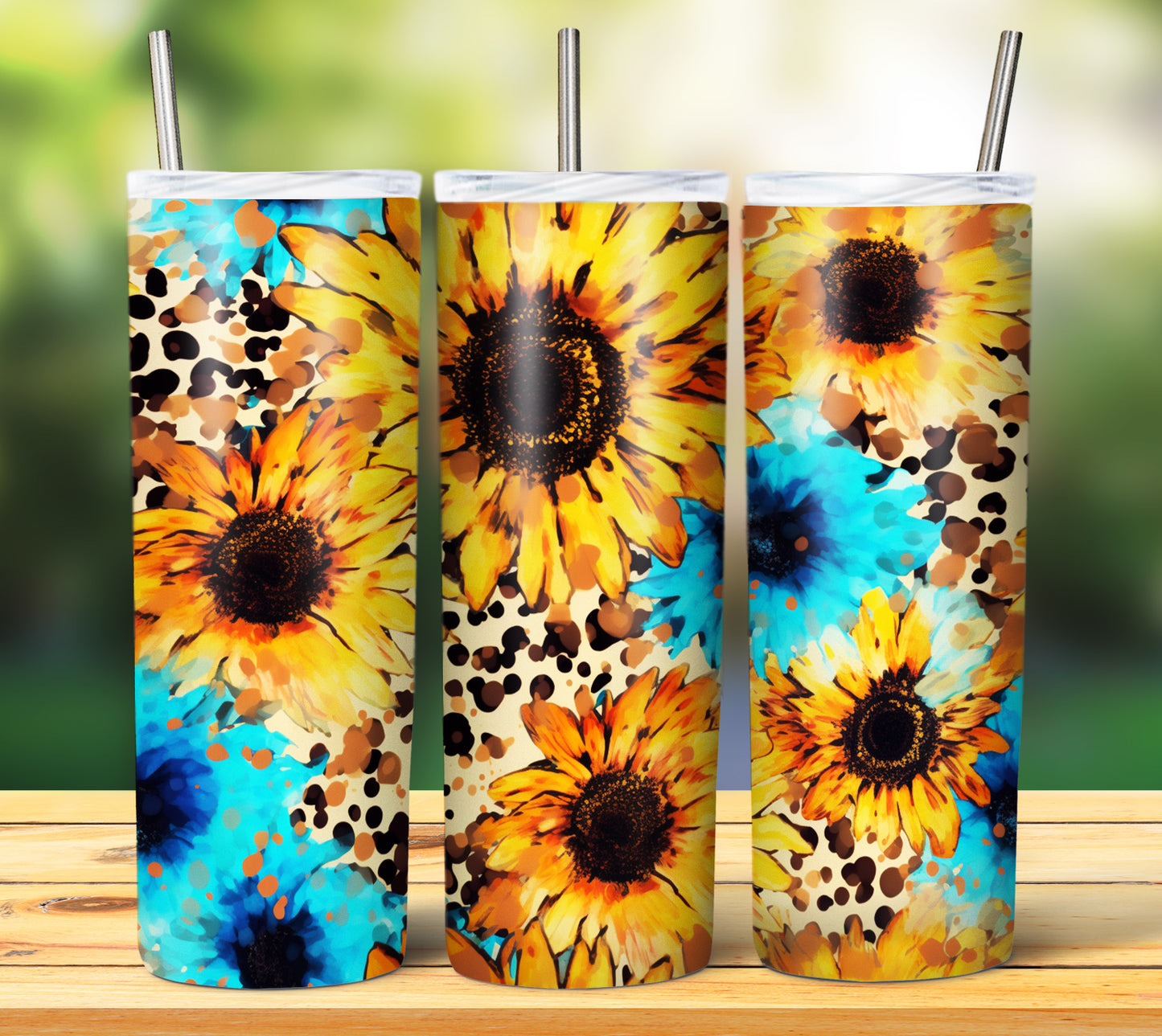 25 Leopard Sunflowers Sublimation 20oz Images Bundle