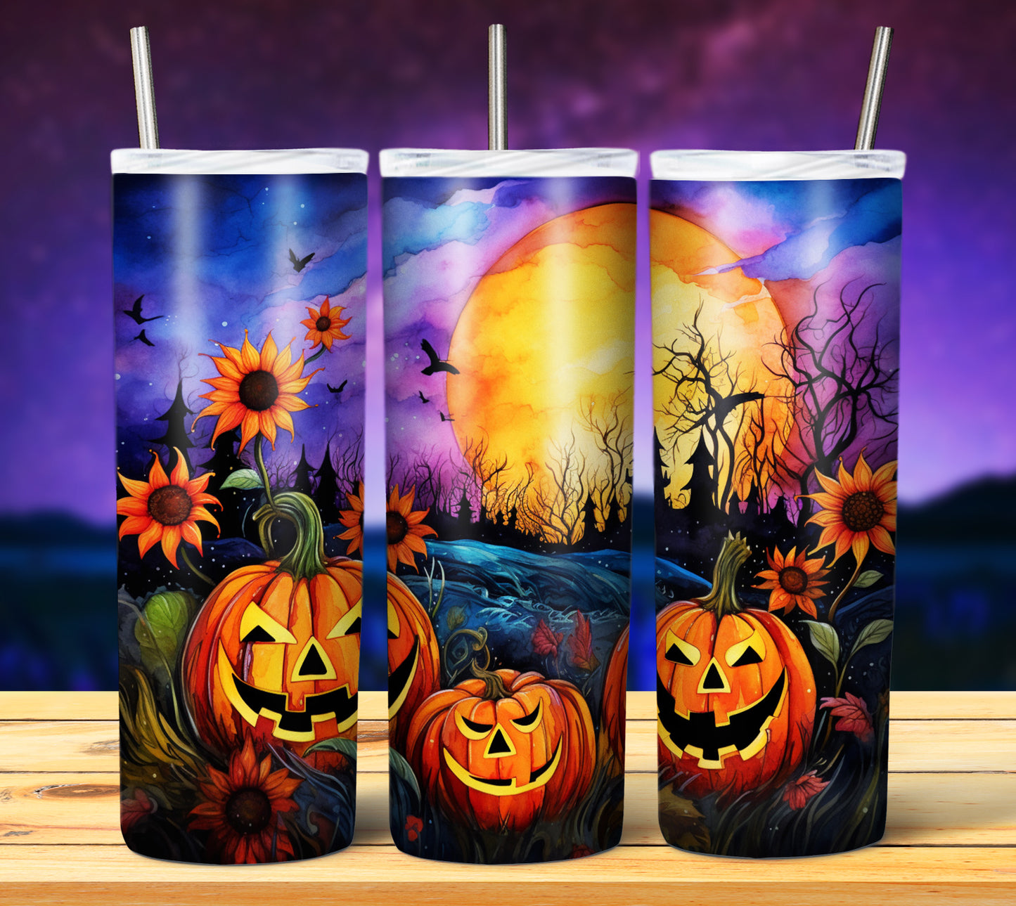 50 Watercolor Halloween Sublimation 20oz Images Bundle