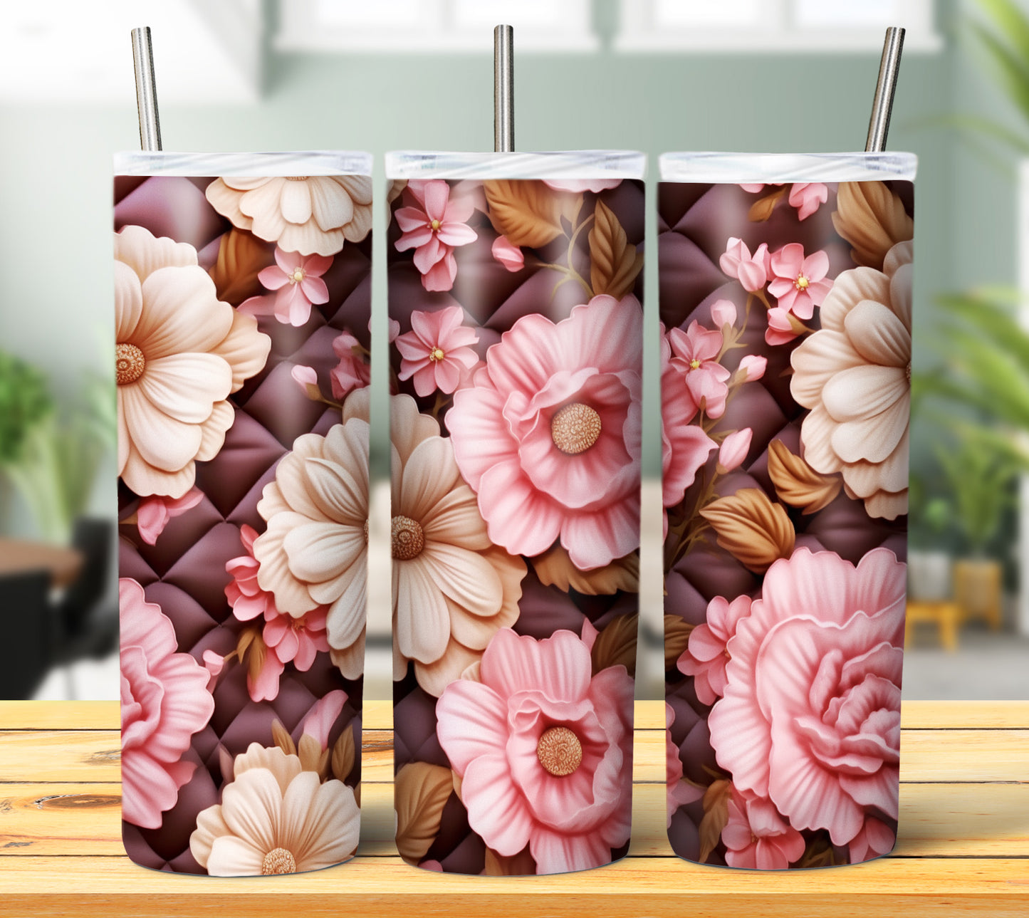 40 Quilted Flowers Sublimation 20oz Images Bundle