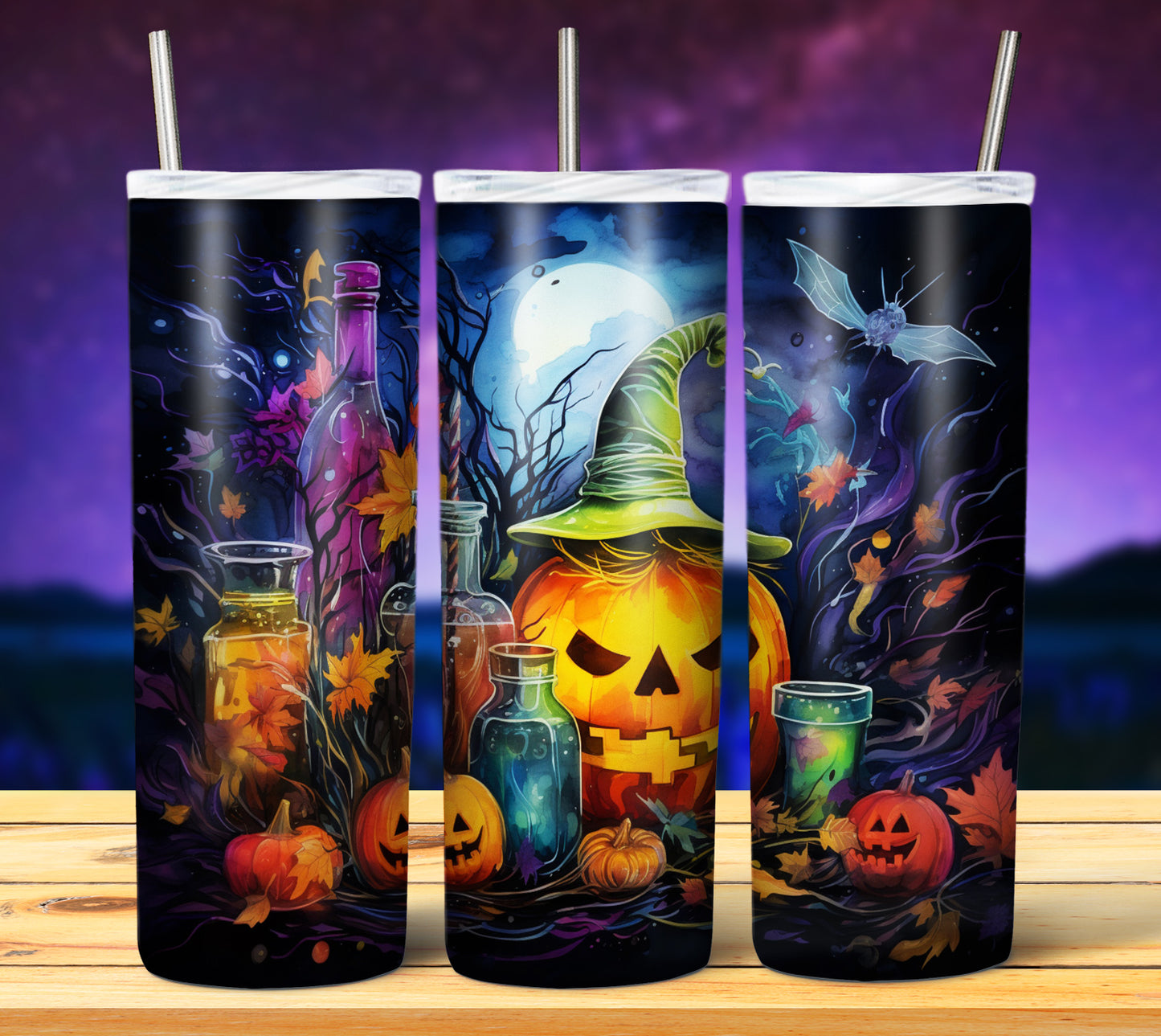 50 Watercolor Halloween Sublimation 20oz Images Bundle