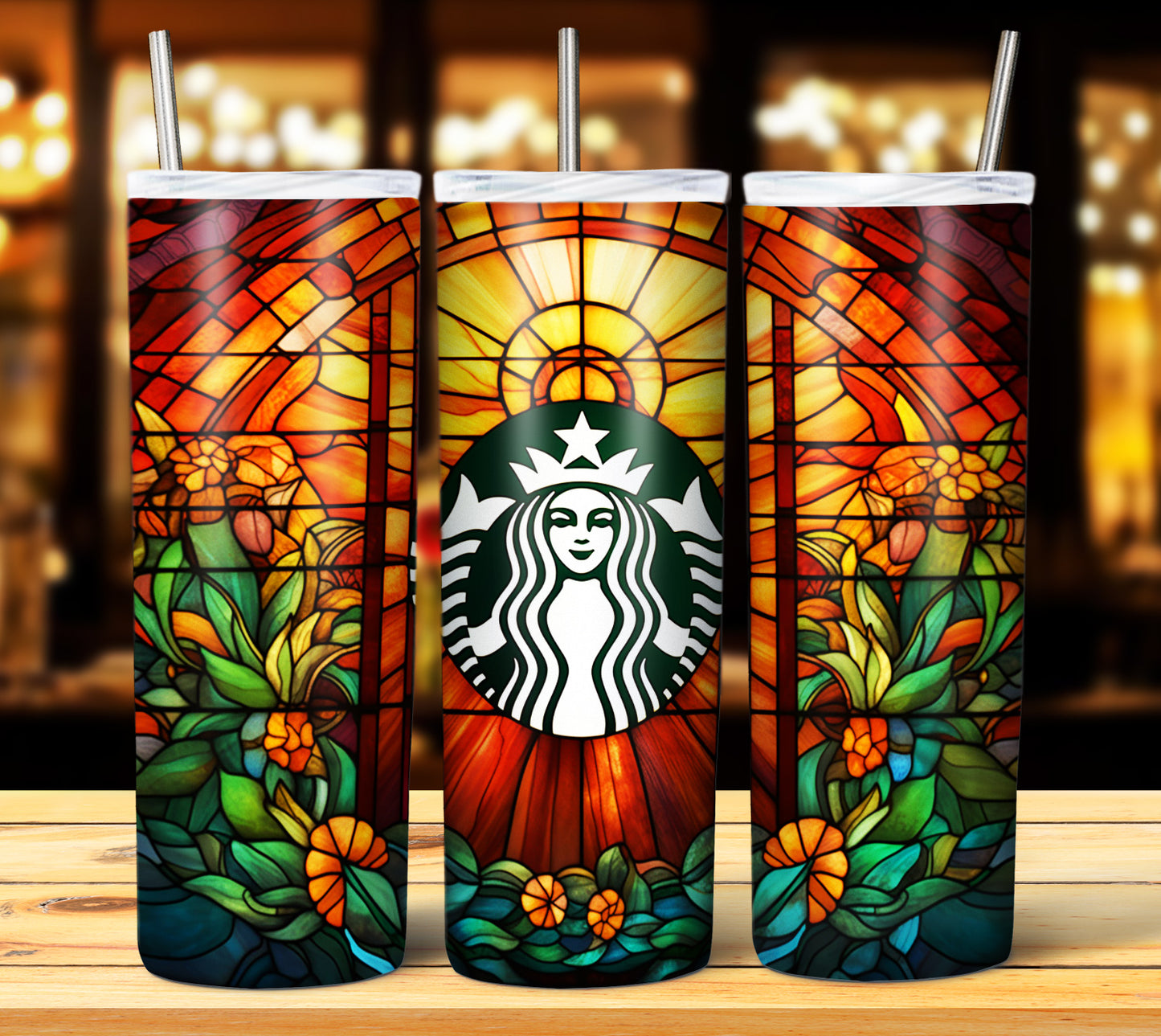 40+ Stain Glass Starbucks Sublimation 20oz Images Bundle