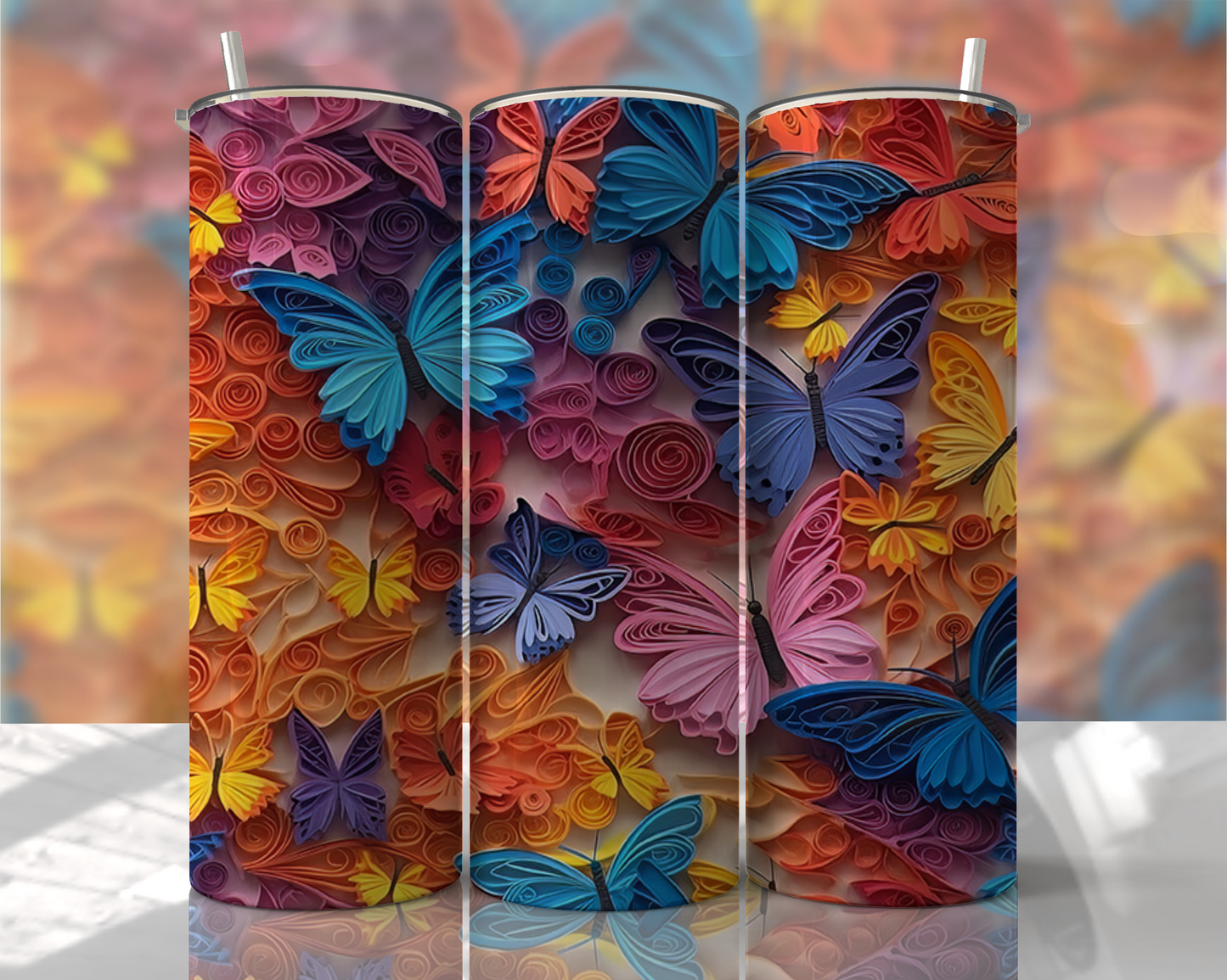 Paper Butterflies 20oz Sublimation Tumbler Image