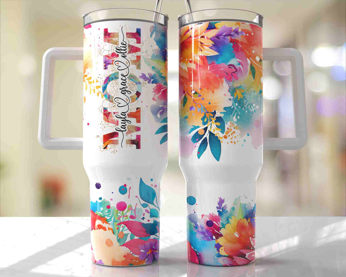 Floral 40oz Sublimation Tumbler Image