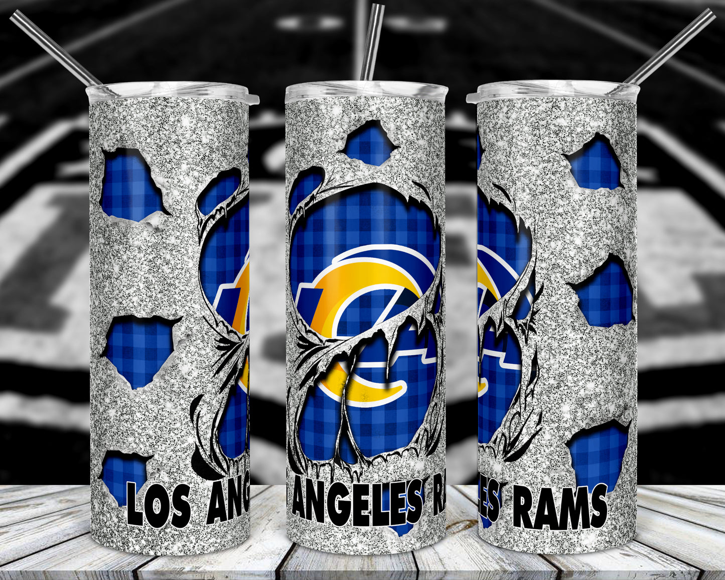 Glitter Football 20oz Sublimation Tumbler Image