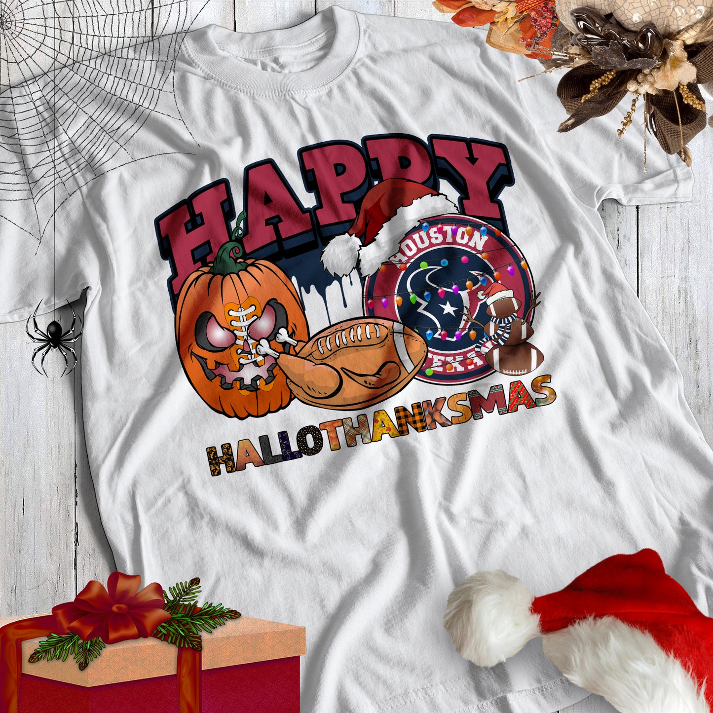 HalloThankMas Football Sublimation/DTF T-Shirt Images