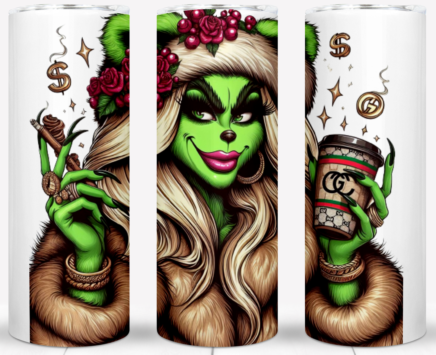 30+ Christmas Brand Grinch Sublimation 20oz Tumbler Images Bundle