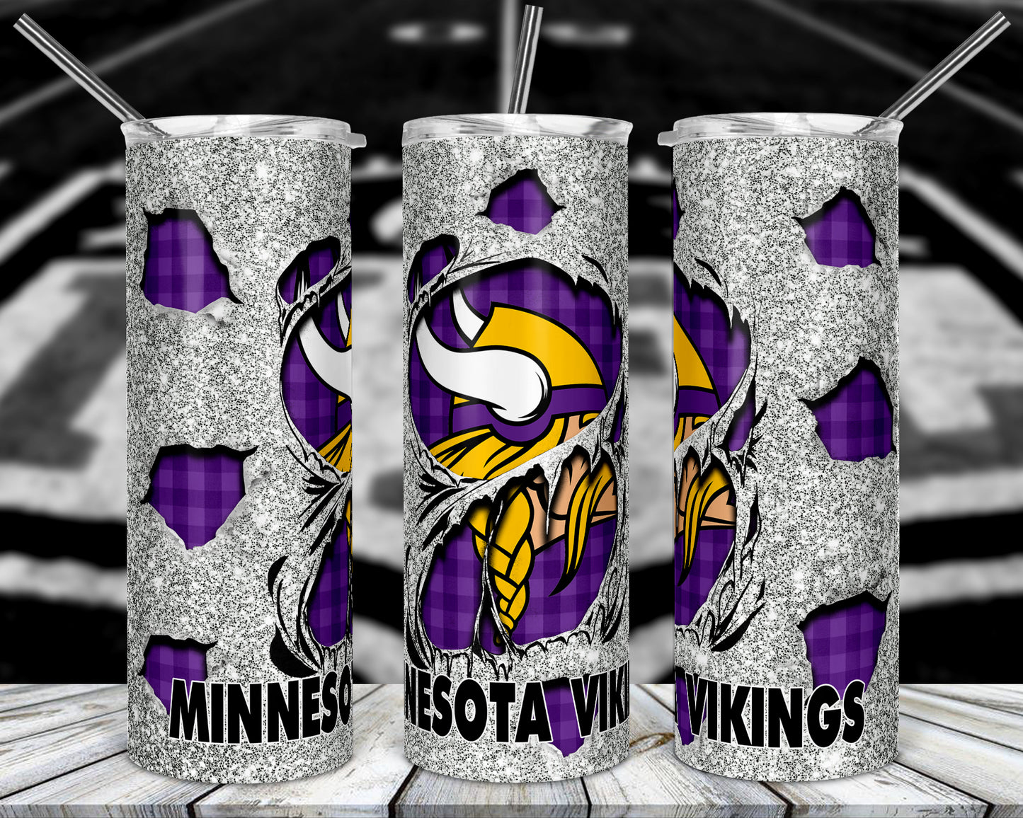 Glitter Football 20oz Sublimation Tumbler Image