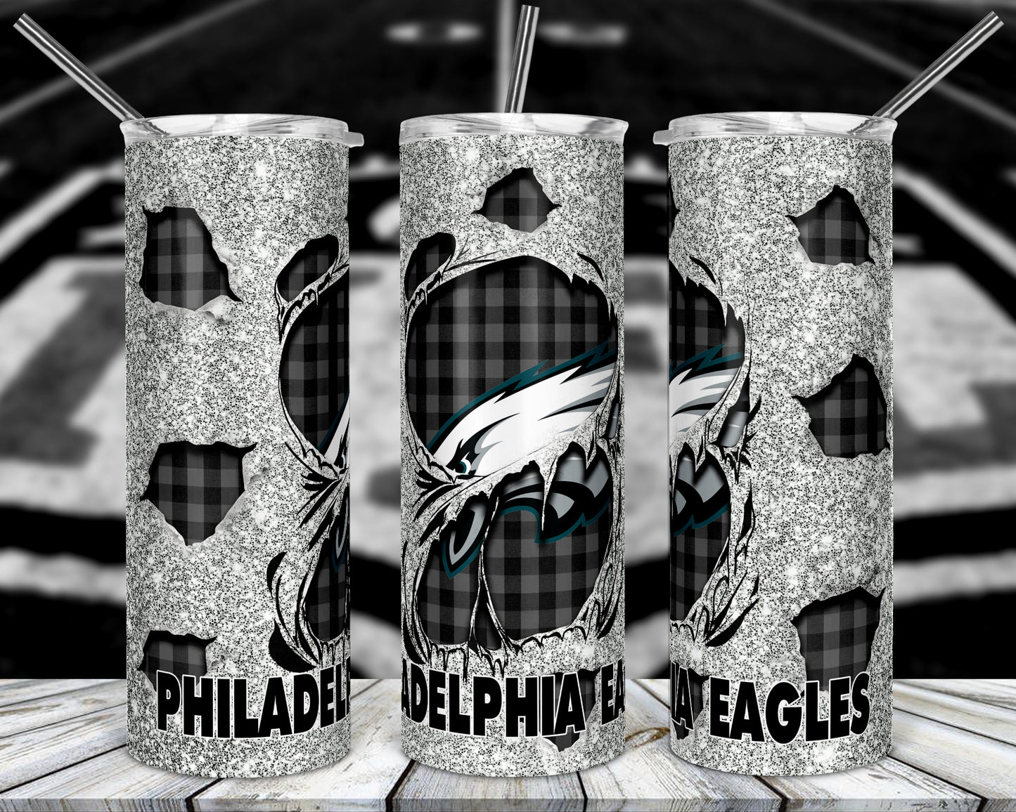 Glitter Football 20oz Sublimation Tumbler Image