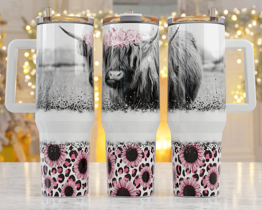 Highland Cow Sublimation 40oz Tumbler Image