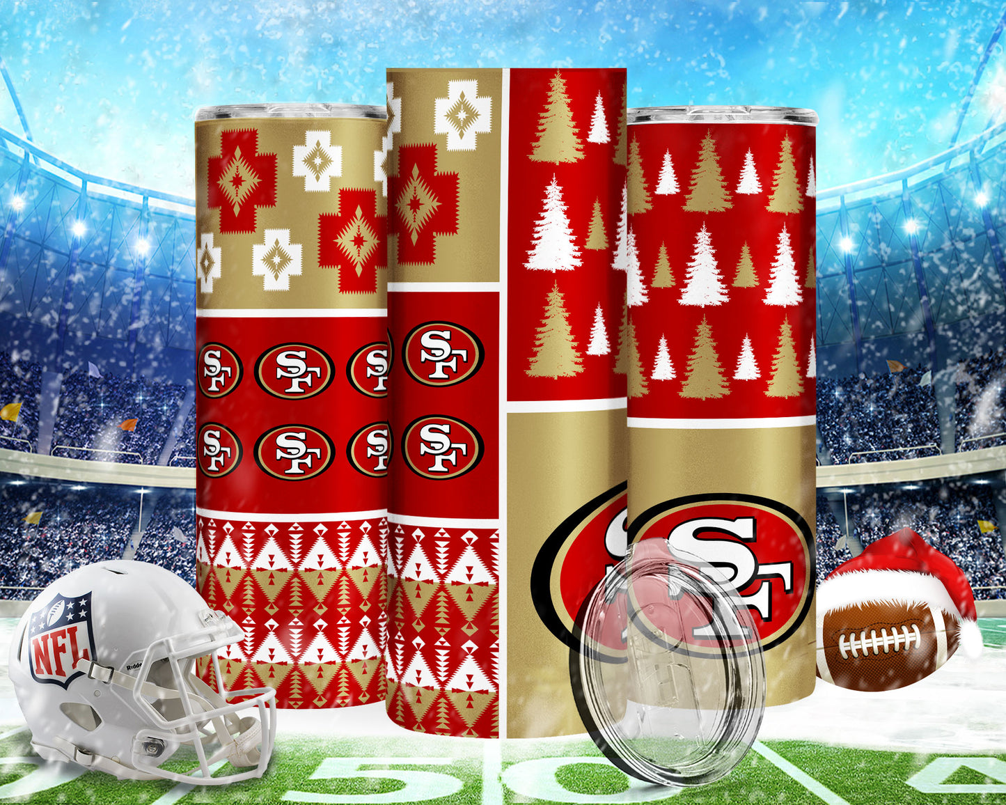 Christmas Football 20oz Sublimation Tumbler Image