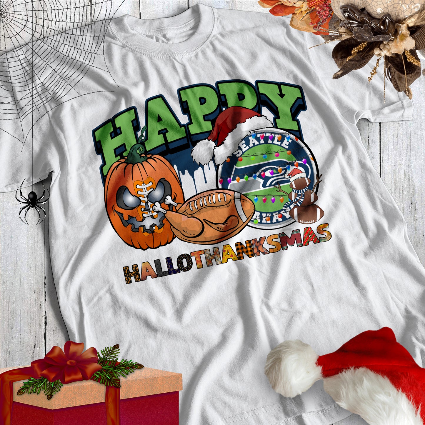 HalloThankMas Football Sublimation/DTF T-Shirt Images