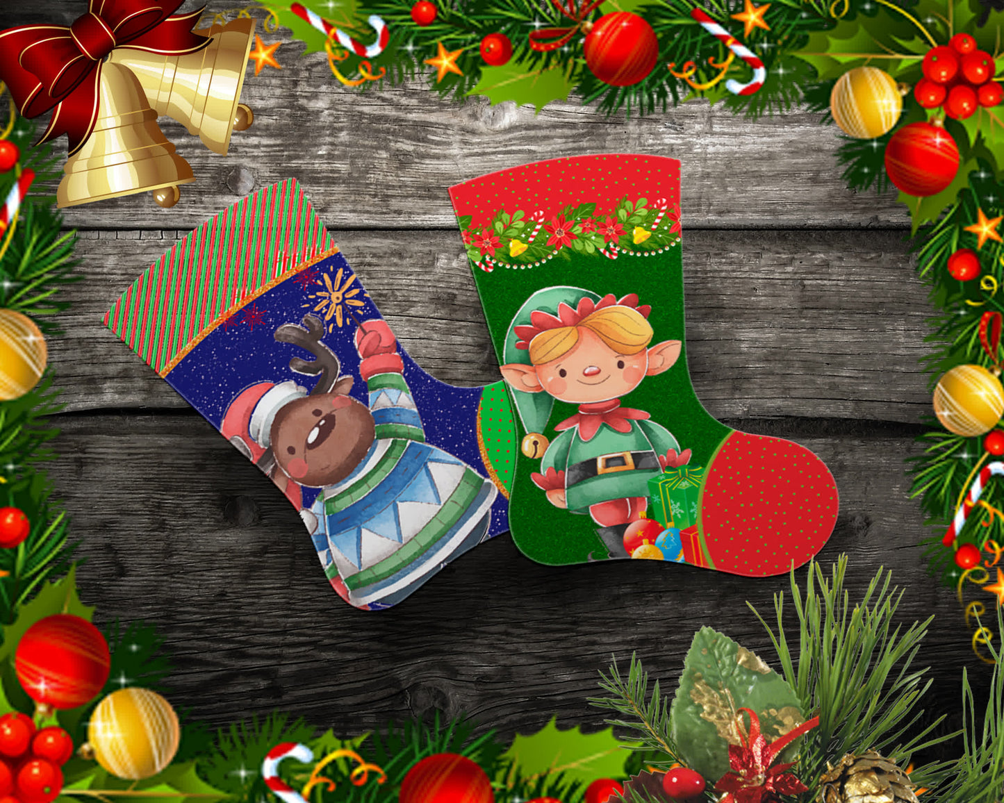 Christmas Sublimation Stocking Images Bundle