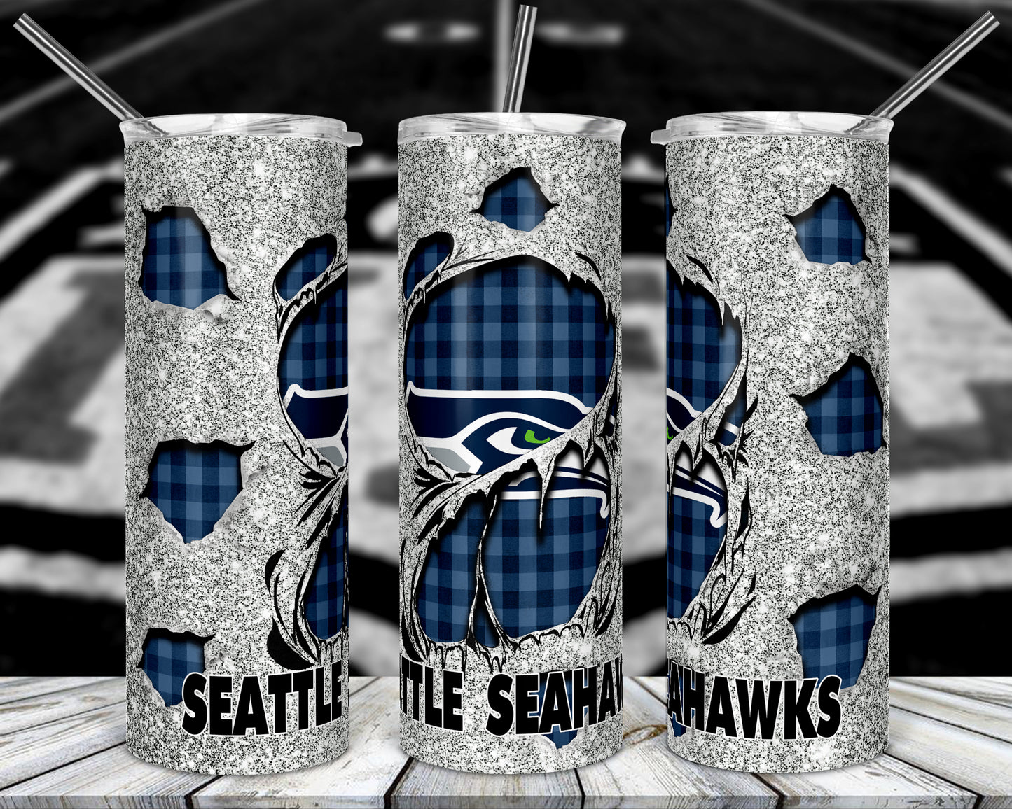 Glitter Football 20oz Sublimation Tumbler Image