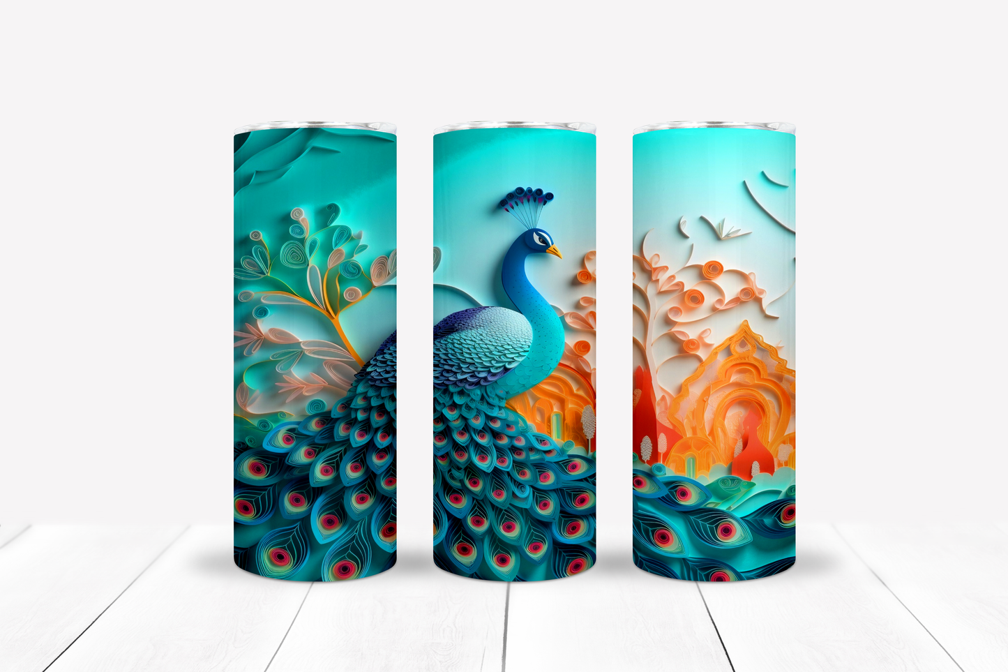 Peacock 20oz Sublimation Tumbler Image Bundle