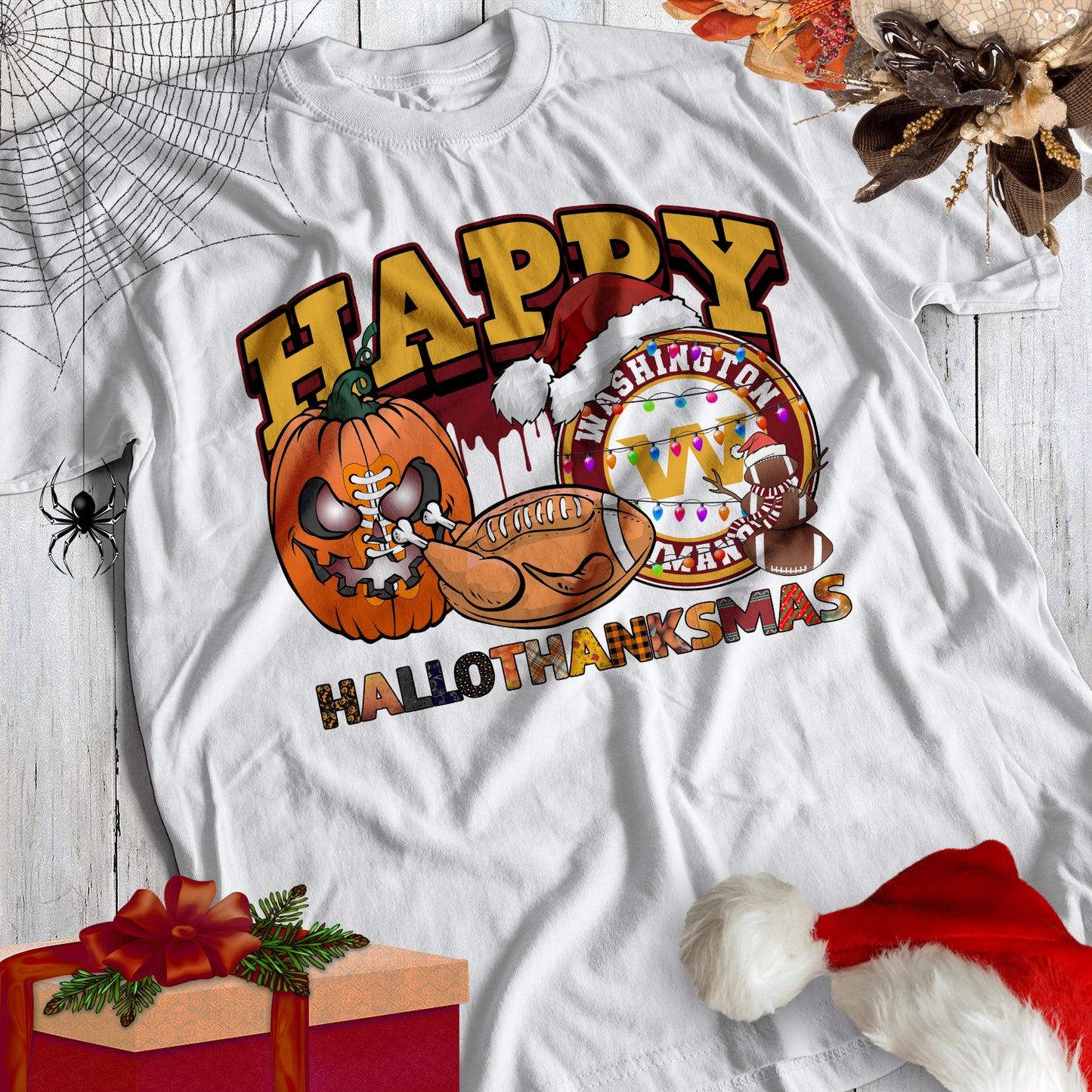 HalloThankMas Football Sublimation/DTF T-Shirt Images