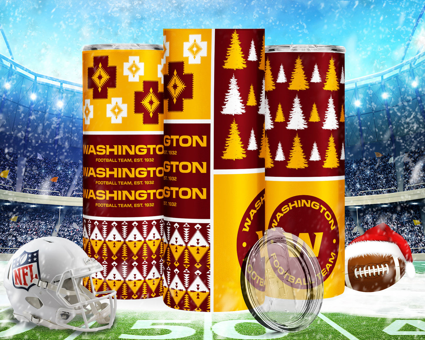 Christmas Football 20oz Sublimation Tumbler Image