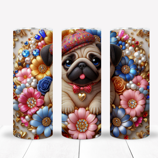 Pug 20oz Sublimation Tumbler Image