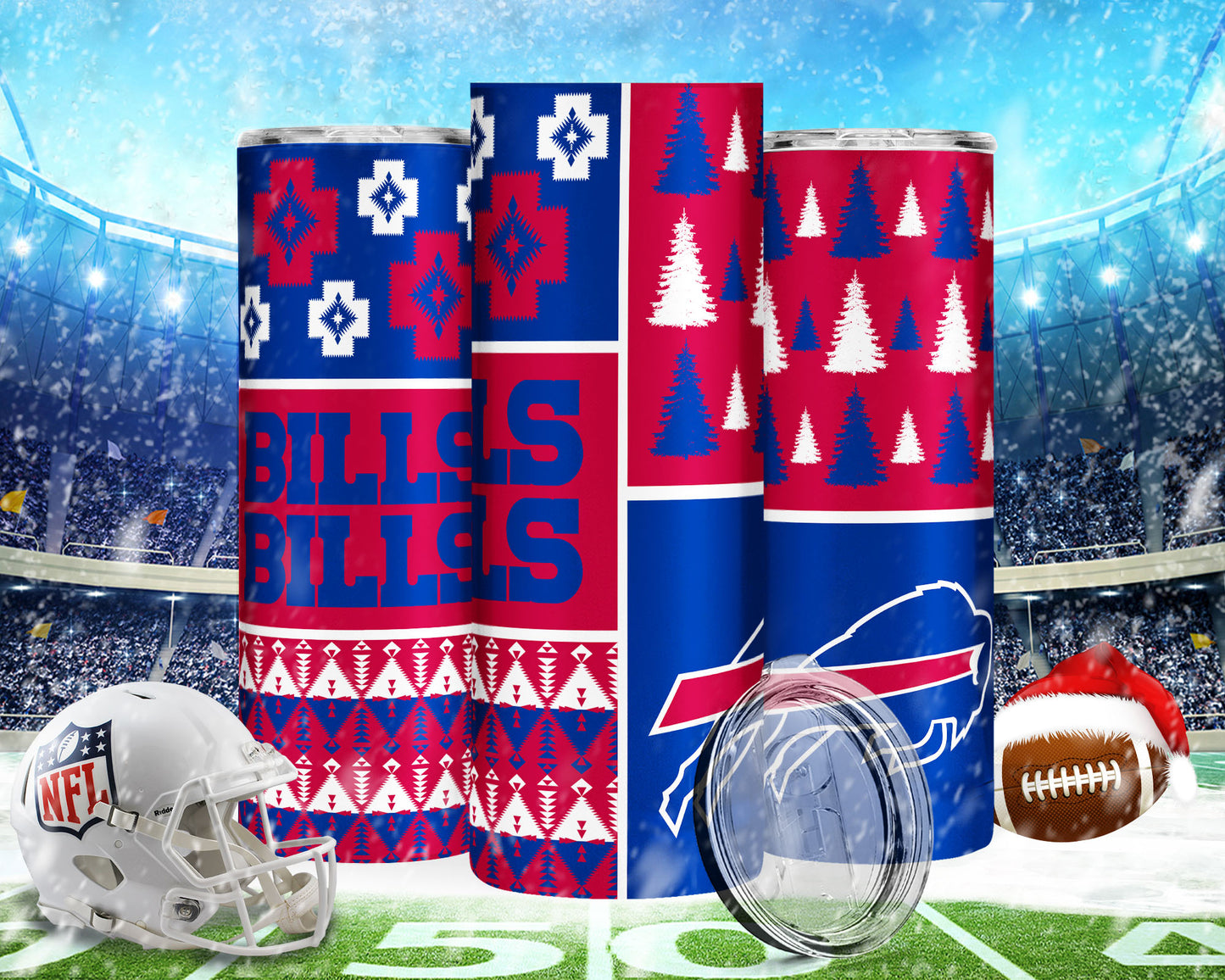 Christmas Football 20oz Sublimation Tumbler Image