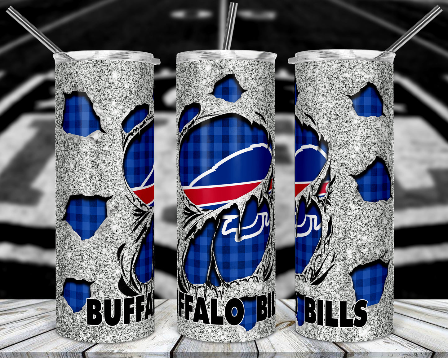 Glitter Football 20oz Sublimation Tumbler Image