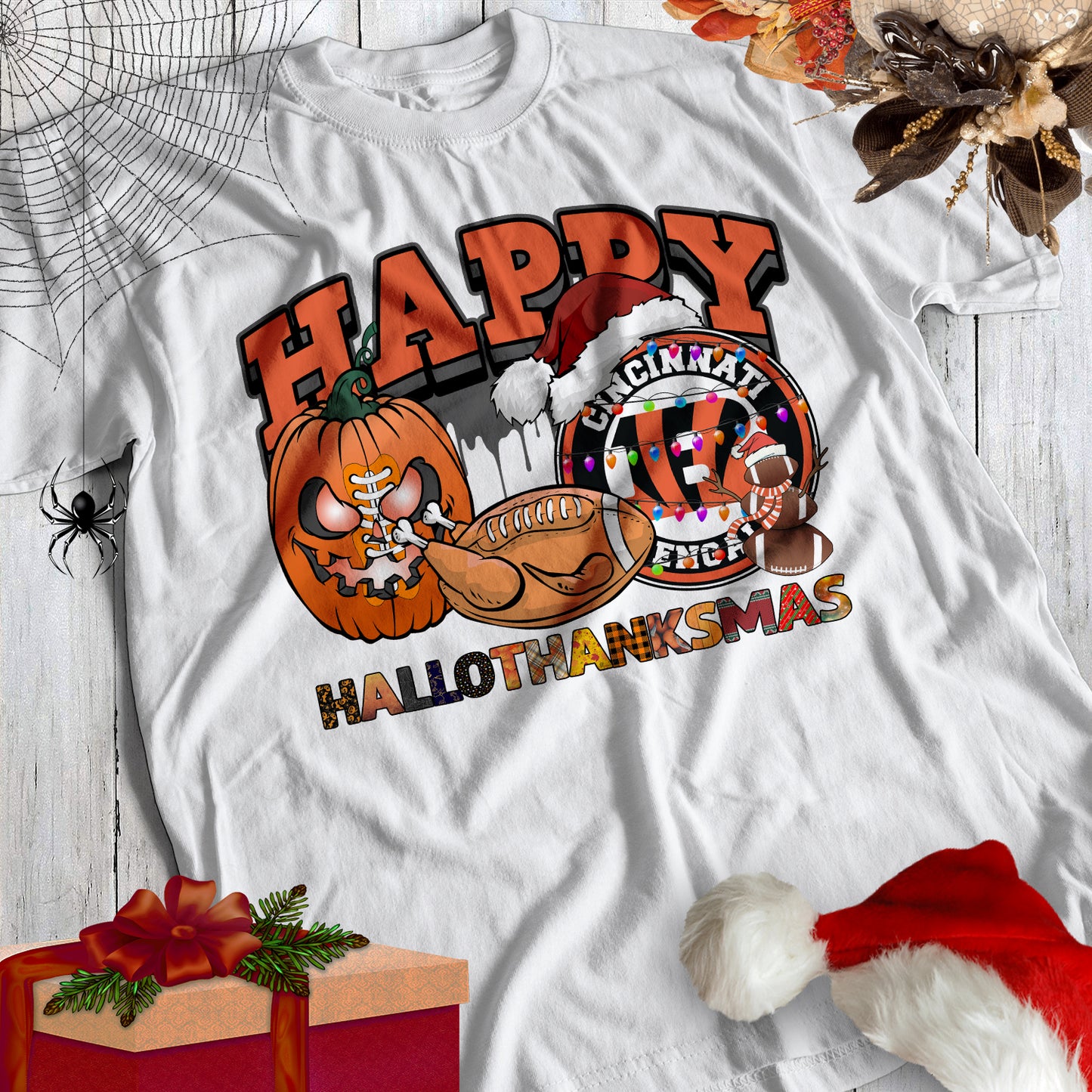 HalloThankMas Football Sublimation/DTF T-Shirt Images