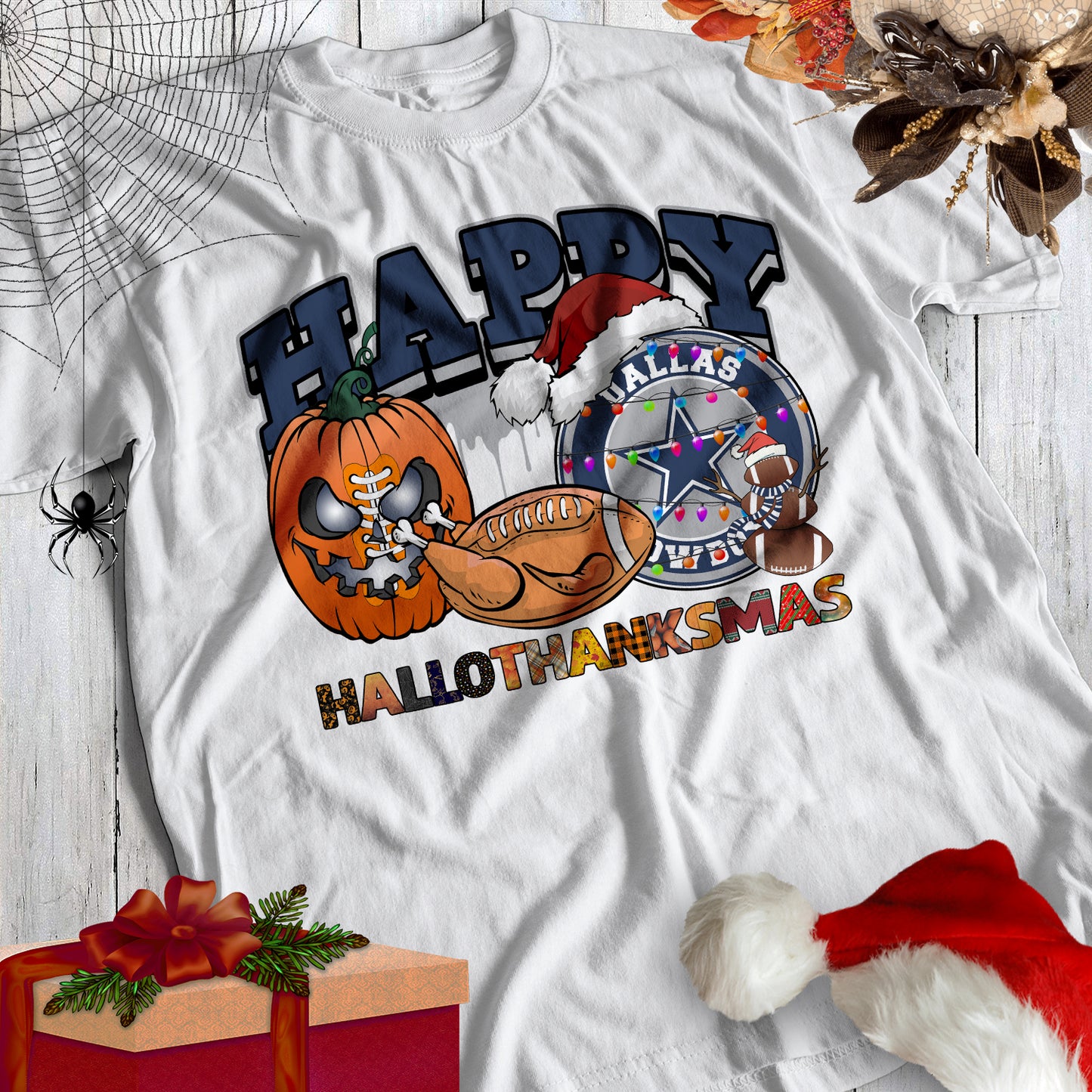 HalloThankMas Football Sublimation/DTF T-Shirt Images