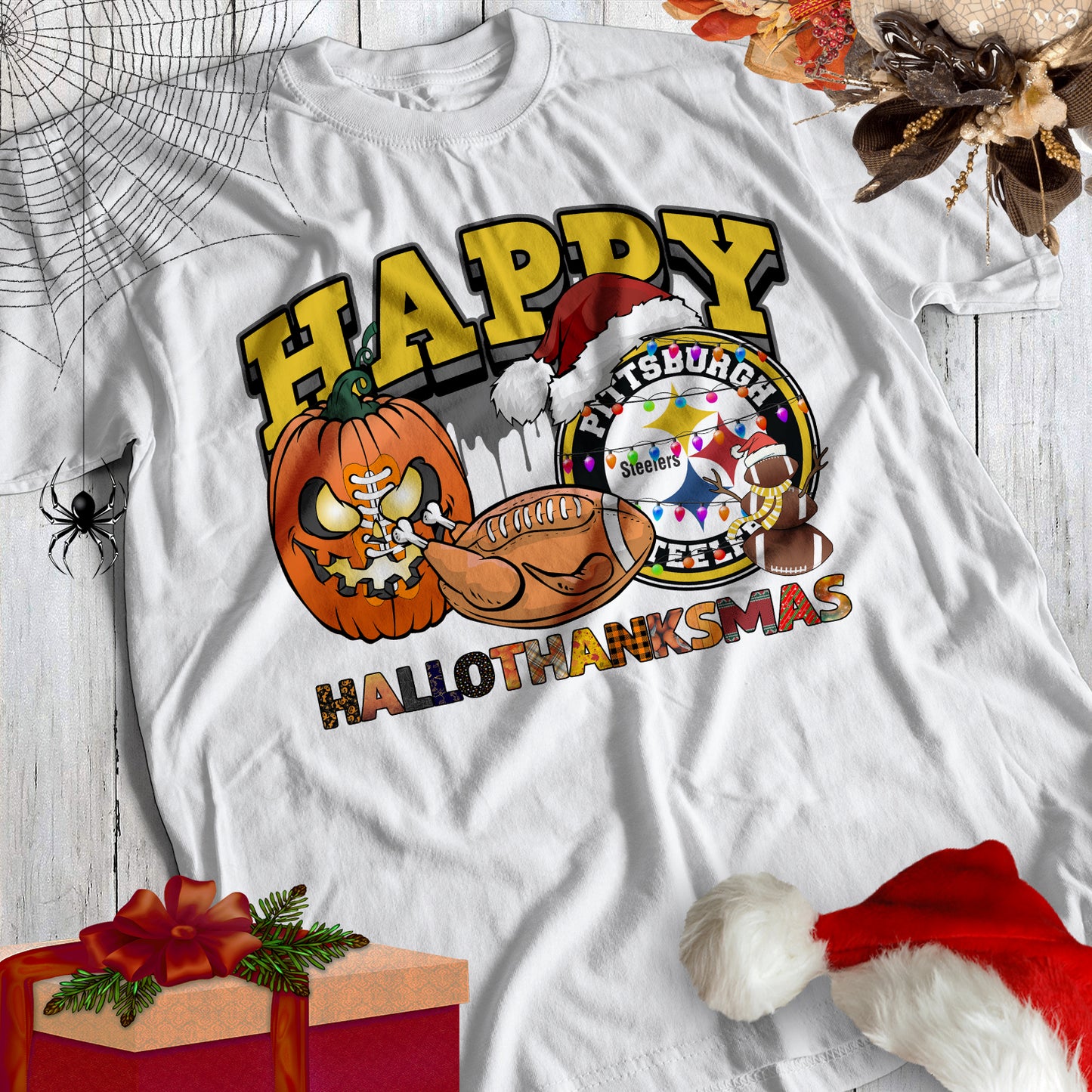 HalloThankMas Football Sublimation/DTF T-Shirt Images