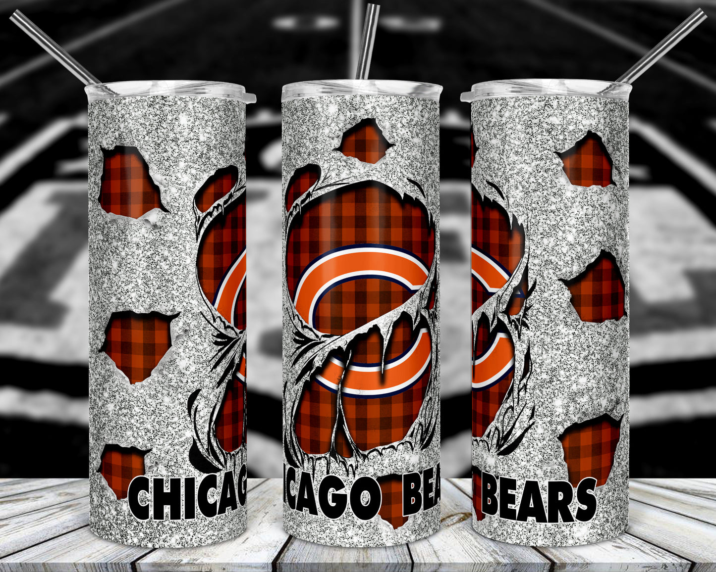 Glitter Football 20oz Sublimation Tumbler Image