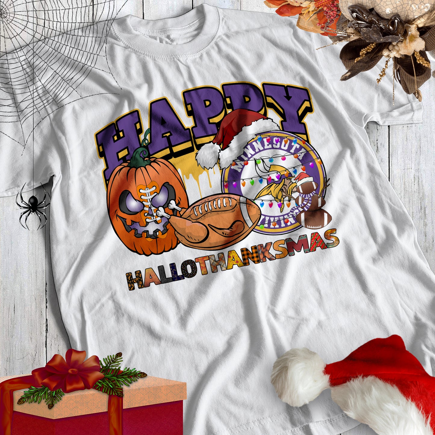 HalloThankMas Football Sublimation/DTF T-Shirt Images