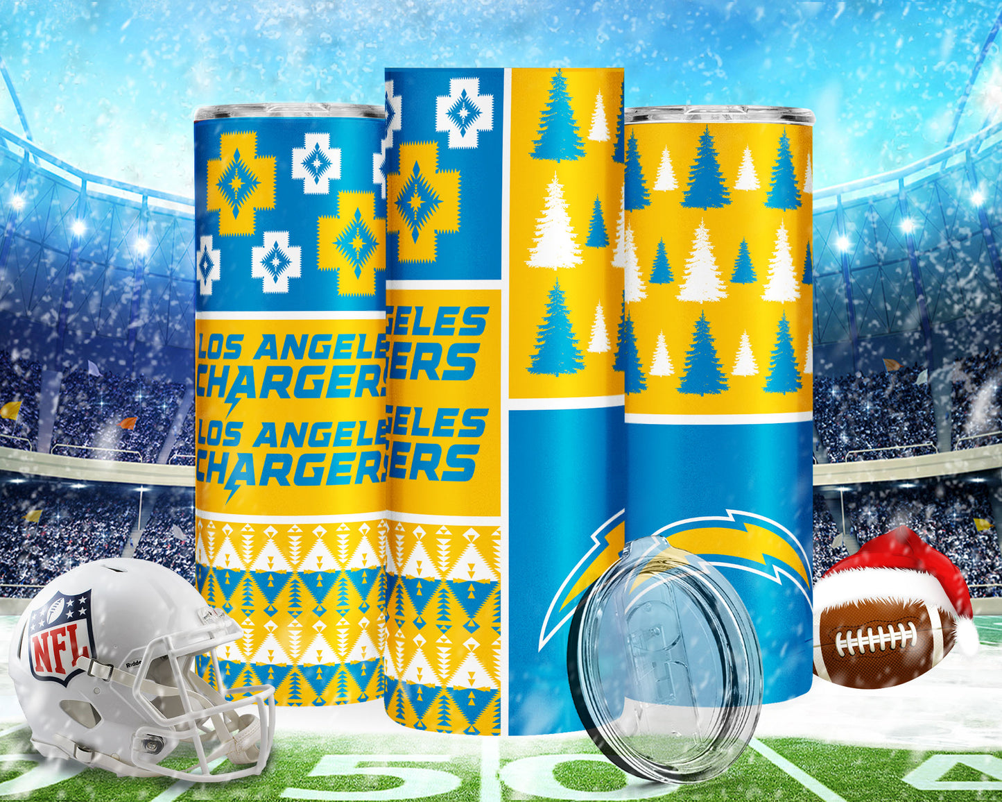 Christmas Football 20oz Sublimation Tumbler Image