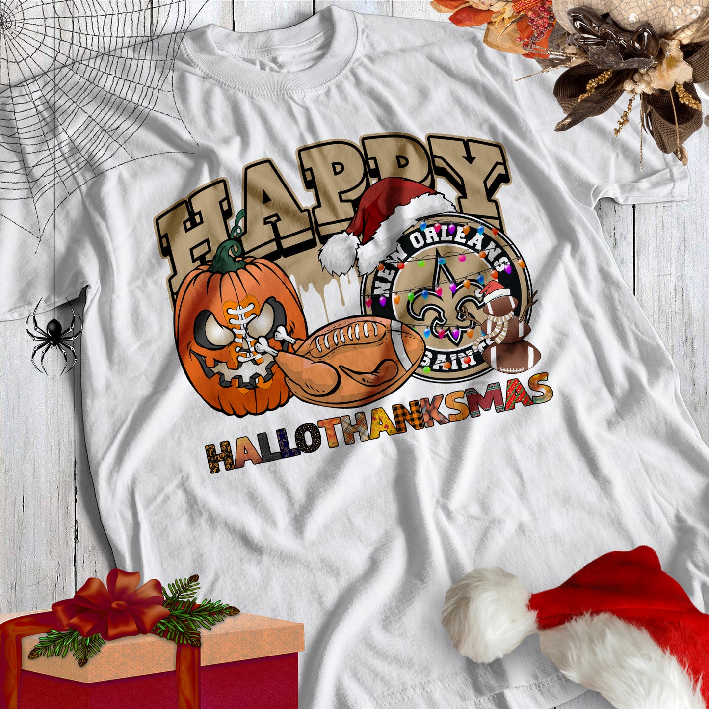 HalloThankMas Football Sublimation/DTF T-Shirt Images