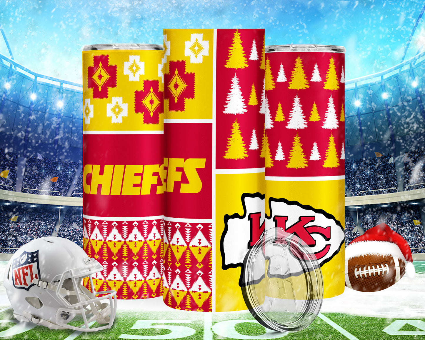 Christmas Football 20oz Sublimation Tumbler Image