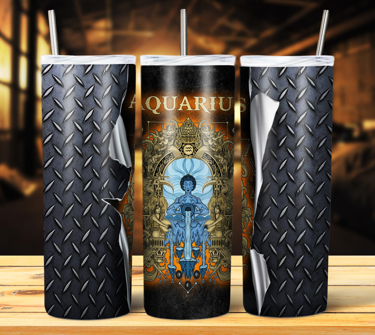 Zodiac Steel Grate 20oz Sublimation Tumbler Image