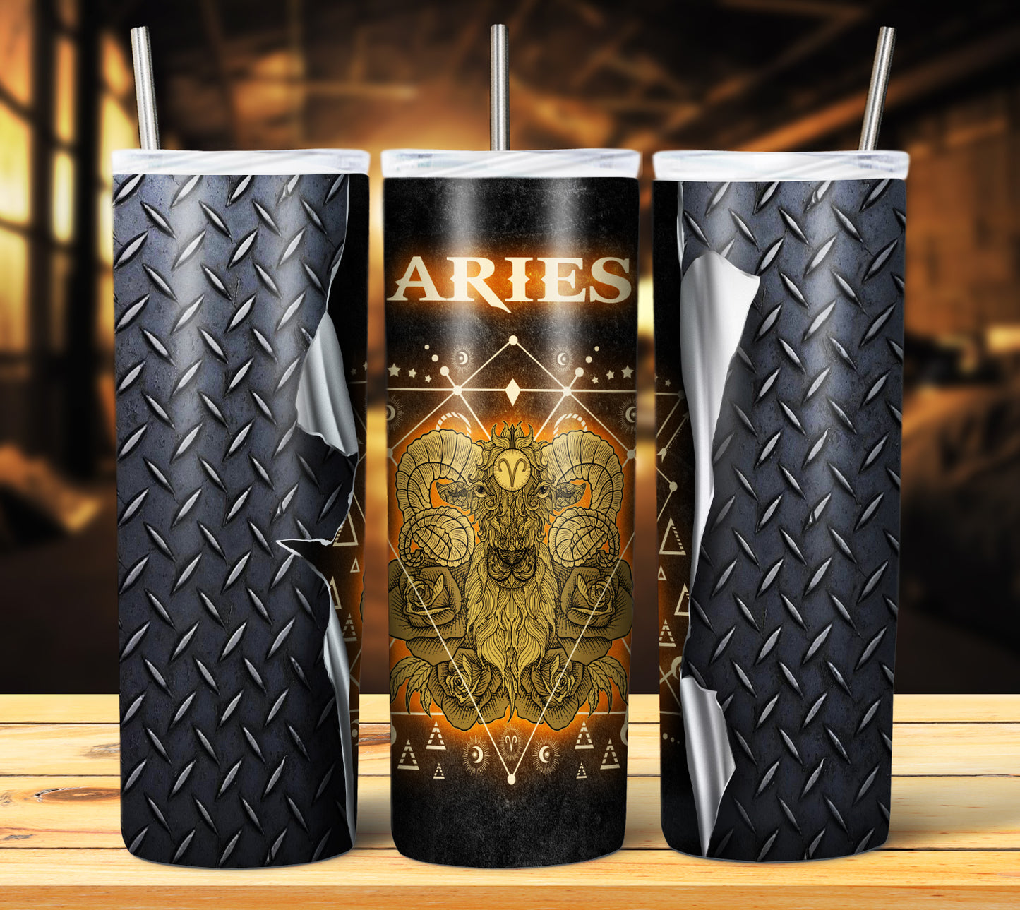 Zodiac Steel Grate 20oz Sublimation Tumbler Image